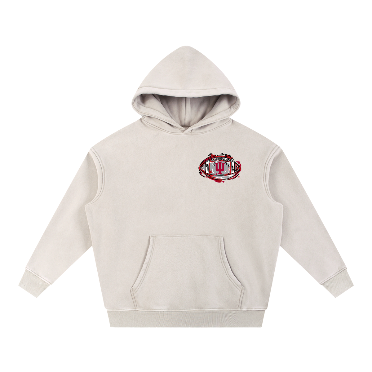 Indiana University Snow Wash Fleece Oversize Hoodie by Justin Patten (Oversized, Order a size down for a more normal fit.)(2 Colors)
