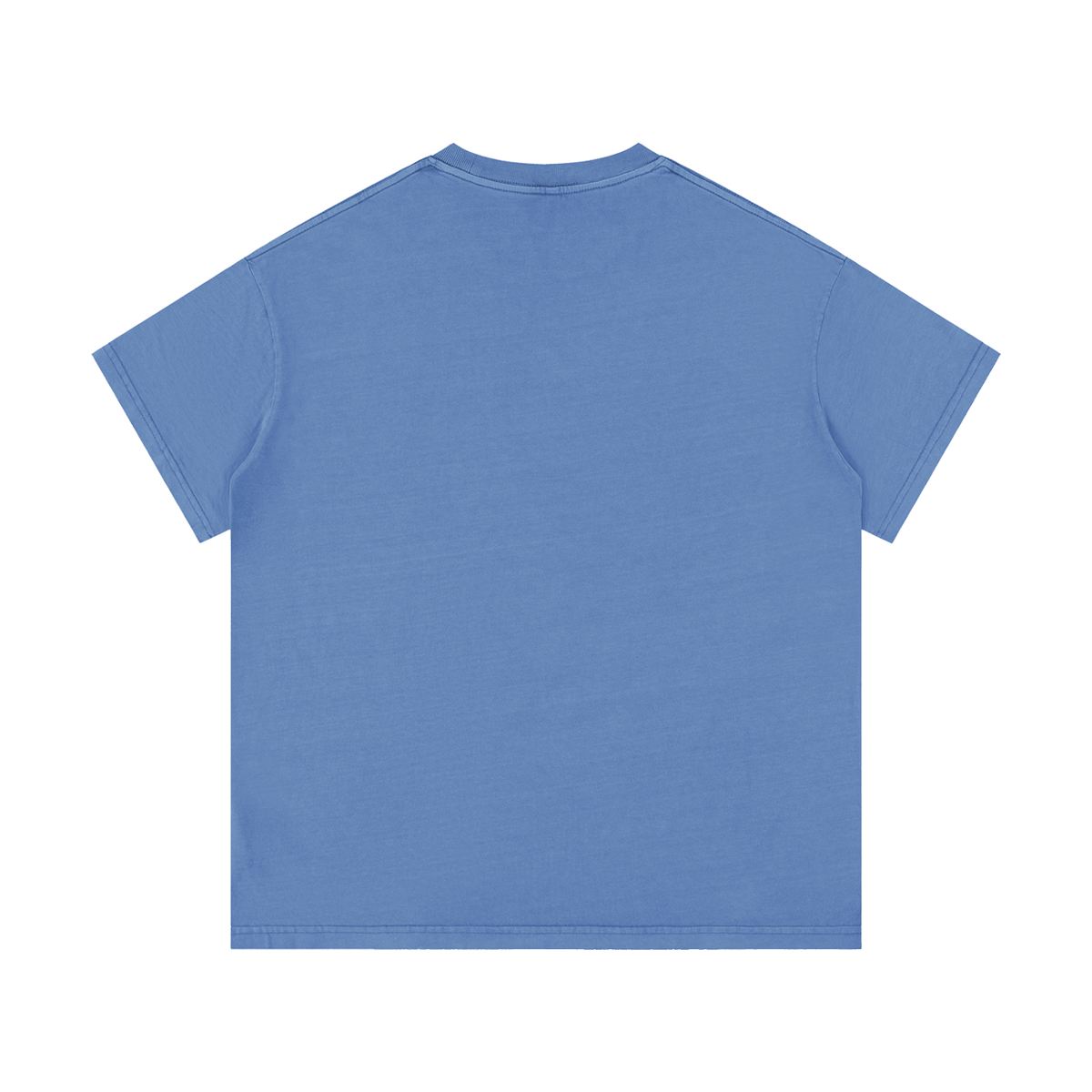 Vintage wash cotton T-shirt, royal blue, plain back view with crew neckline.