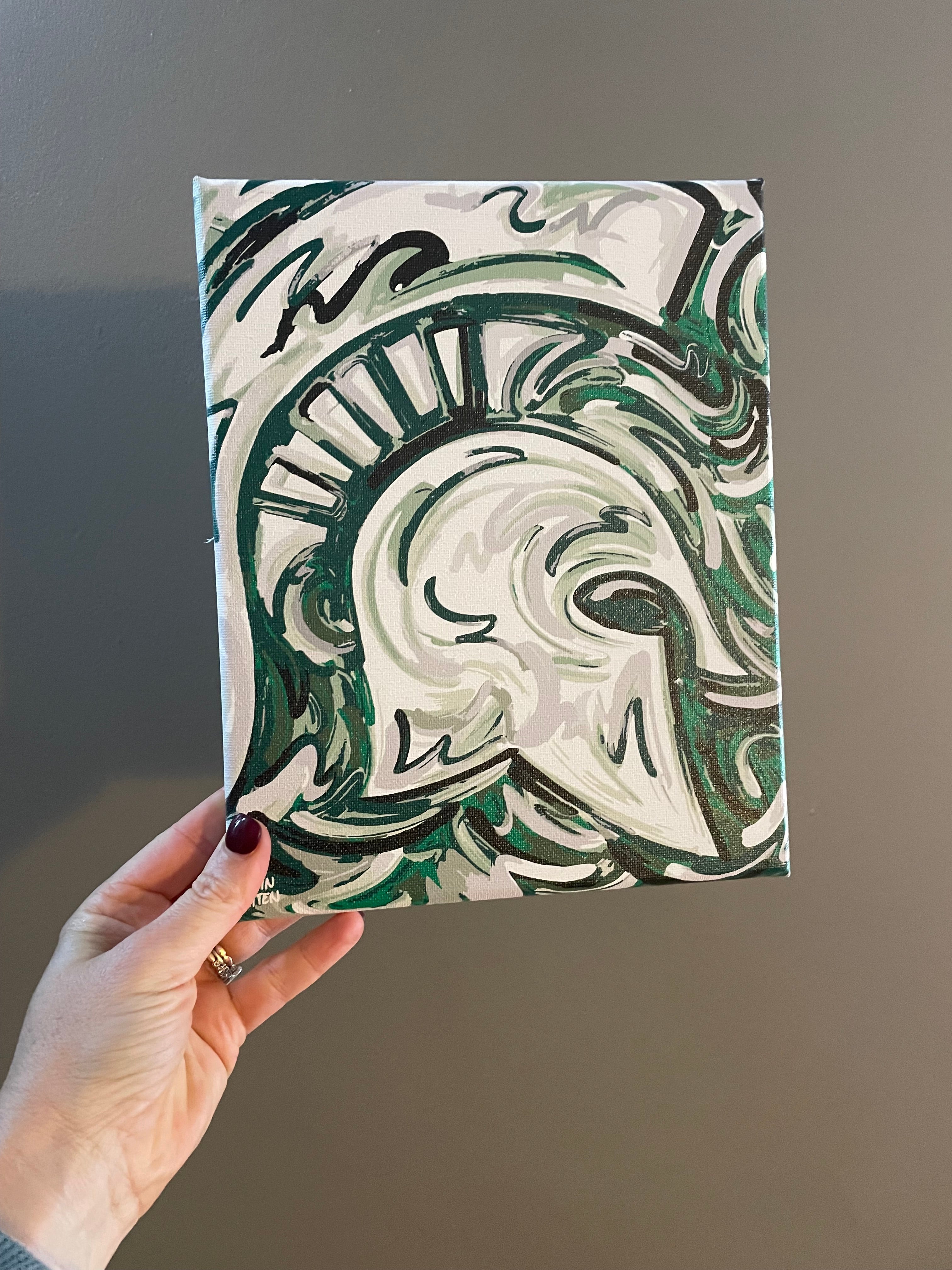 Michigan State University 8" x 10" Spartan Helmet Wrapped Canvas Print by Justin Patten