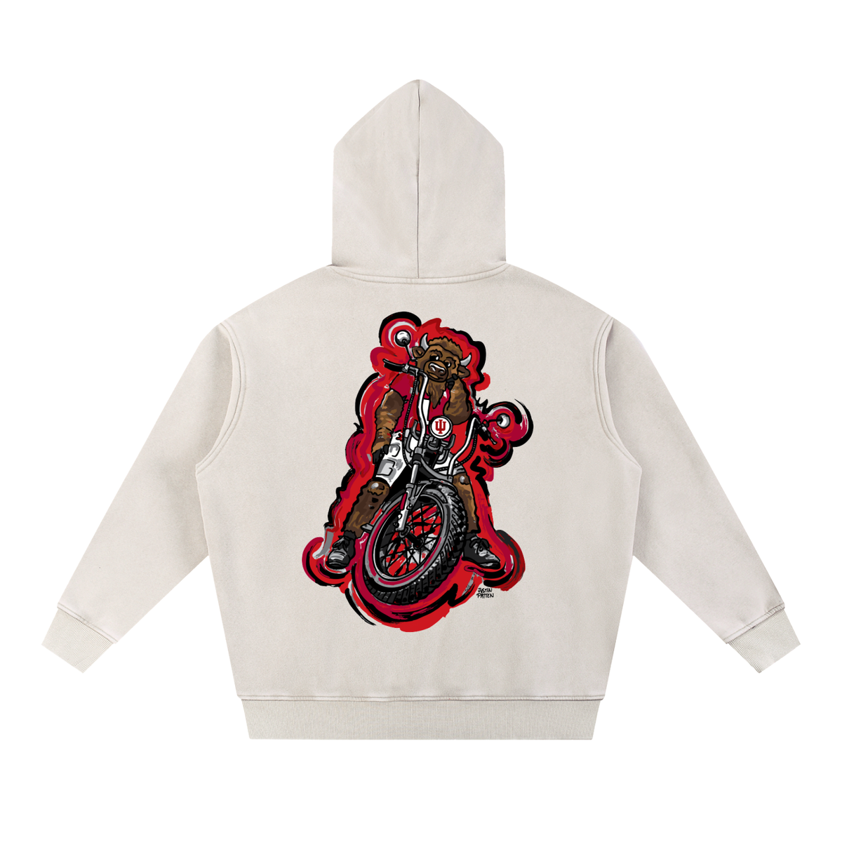 Indiana University Snow Wash Fleece Oversize Hoodie by Justin Patten (Oversized, Order a size down for a more normal fit.)(2 Colors)