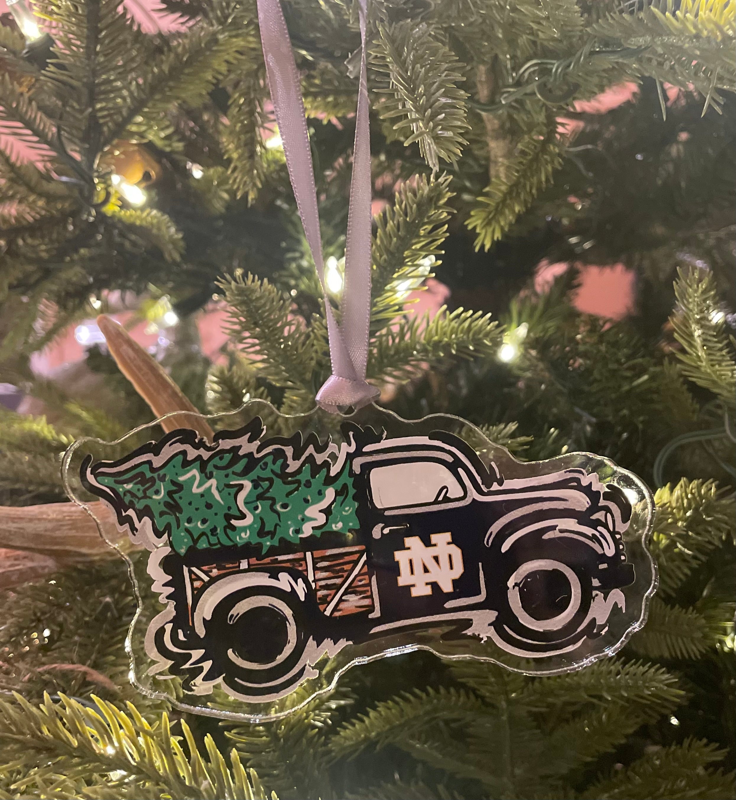 University of Notre Dame Christmas Truck Ornament by Justin Patten (Licensed Product)