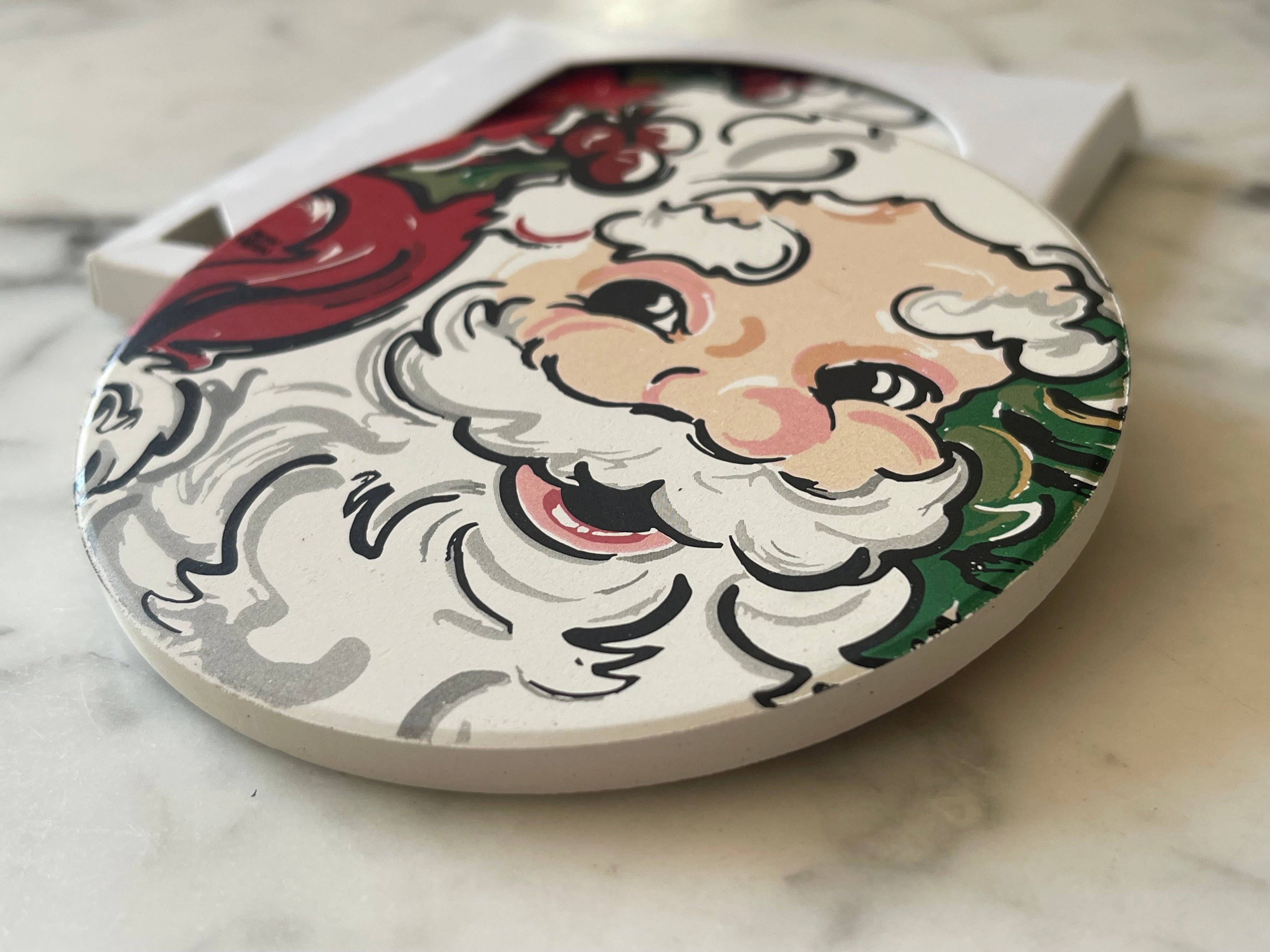 Santa Clause Stone Coaster by Justin Patten