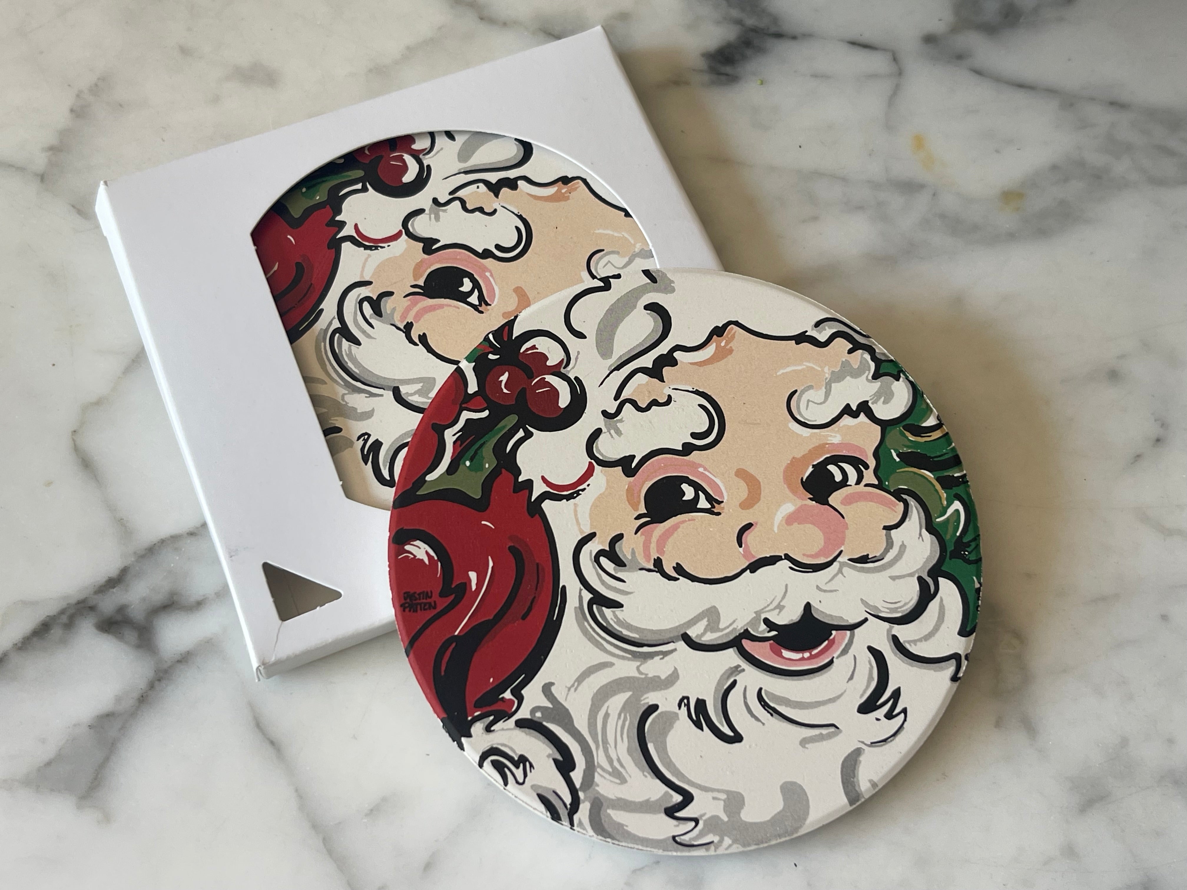Santa Clause Stone Coaster by Justin Patten