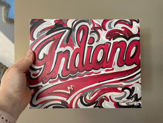 Indiana University 10" x 8" IU Script Wrapped Canvas Print by Justin Patten