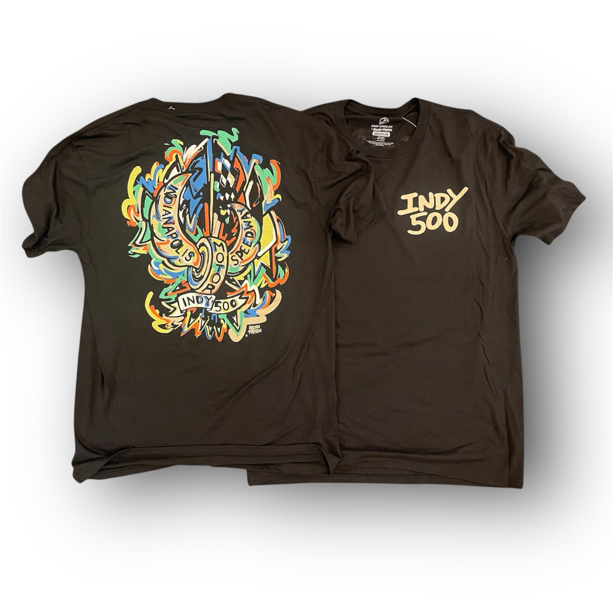 Indianapolis Motor Speedway Motion Wing and Wheel Tee by Justin Patten (New 2025 Design)(Black)