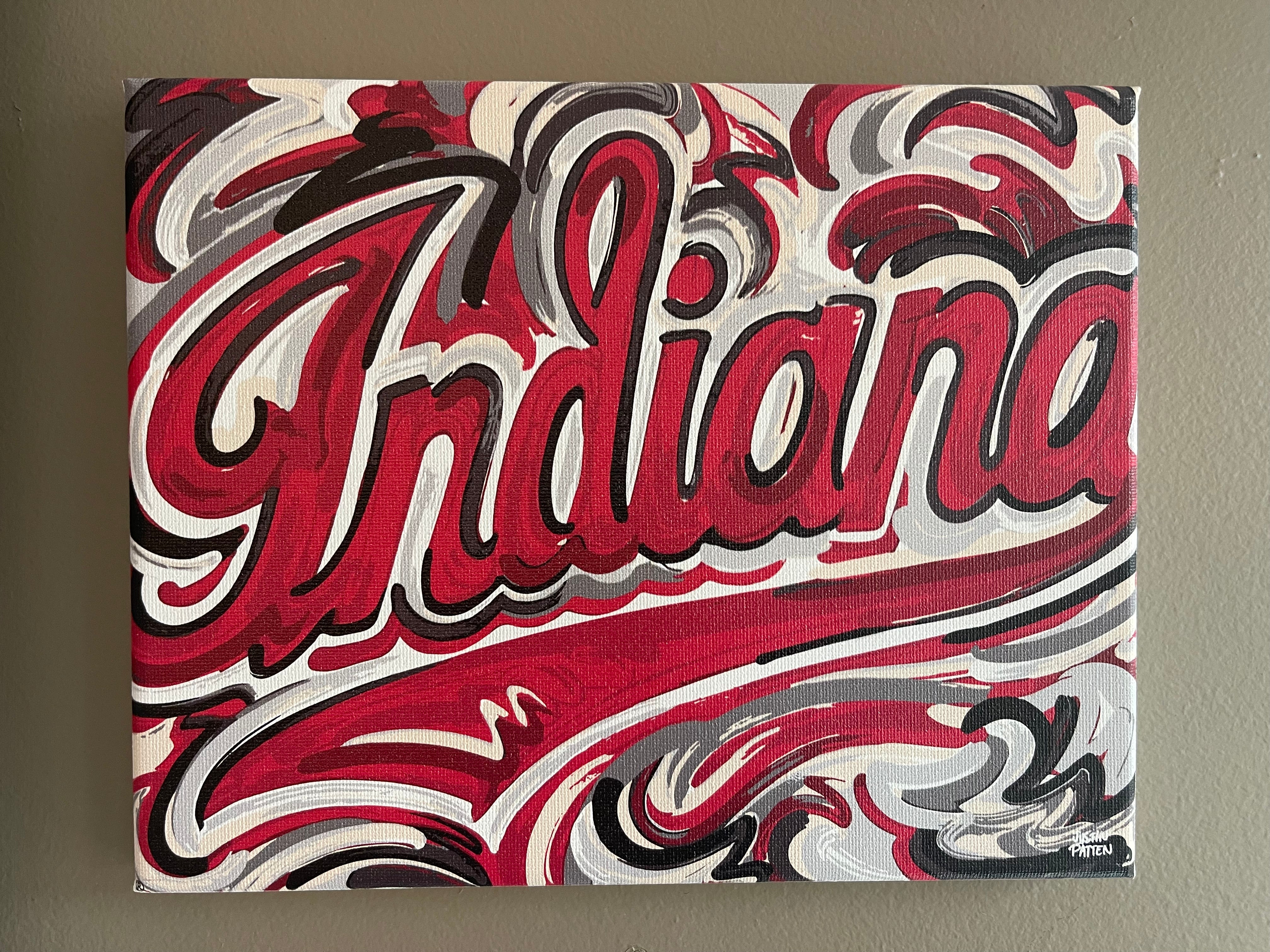 Indiana University 10" x 8" IU Script Wrapped Canvas Print by Justin Patten