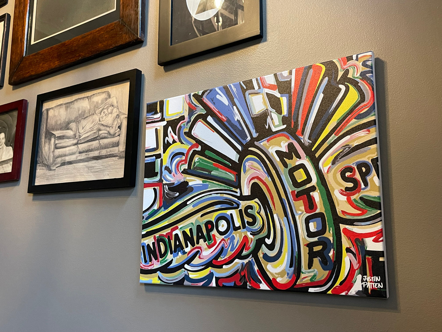 Indianapolis Motor Speedway 20"x16" Wing and Wheel Wrapped Canvas Print by Justin Patten