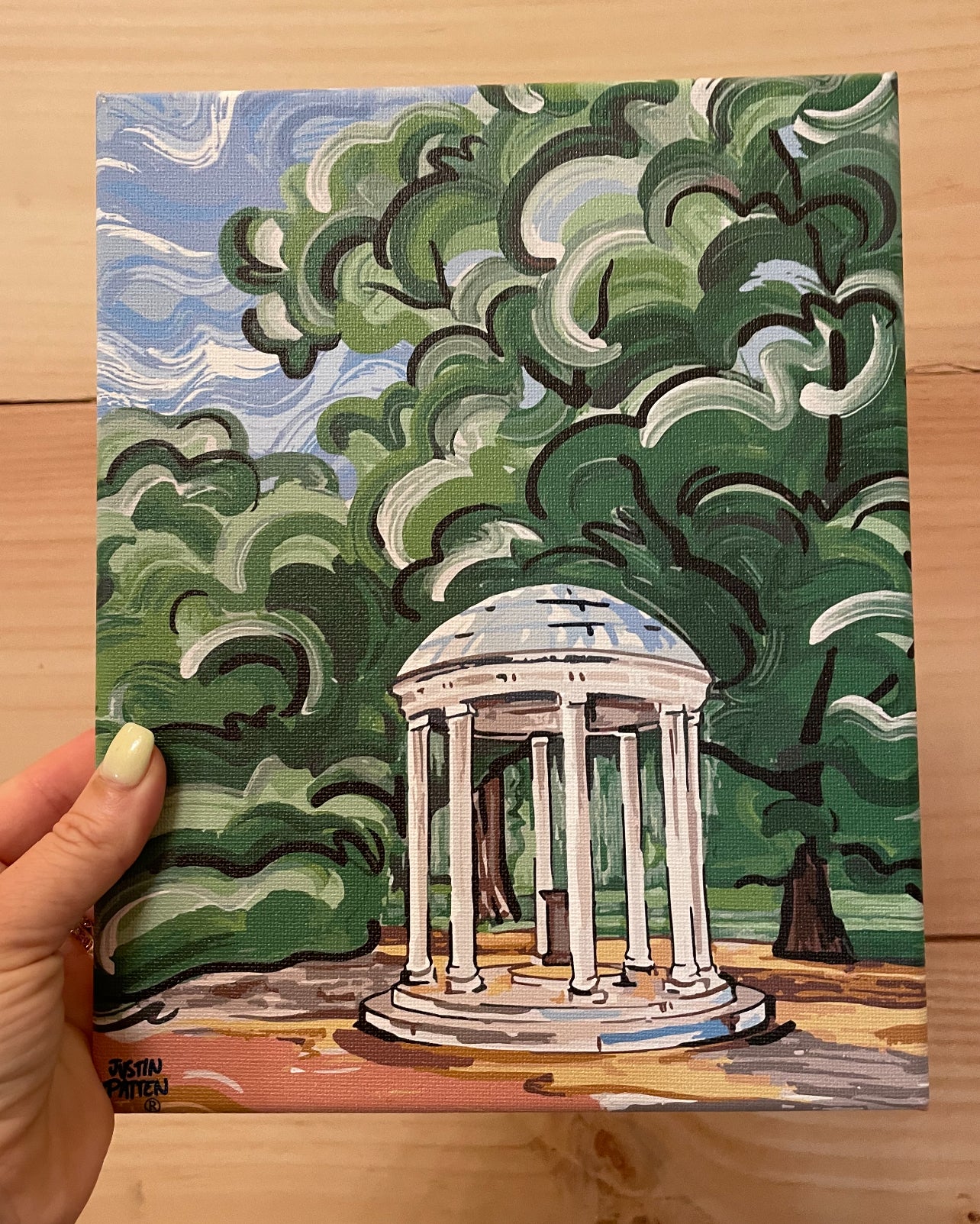 University of North Carolina 8" x 10" Old Well Wrapped Canvas Print by Justin Patten