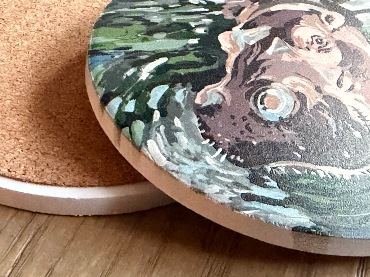 Hippo Round Stone Coaster by Justin Patten