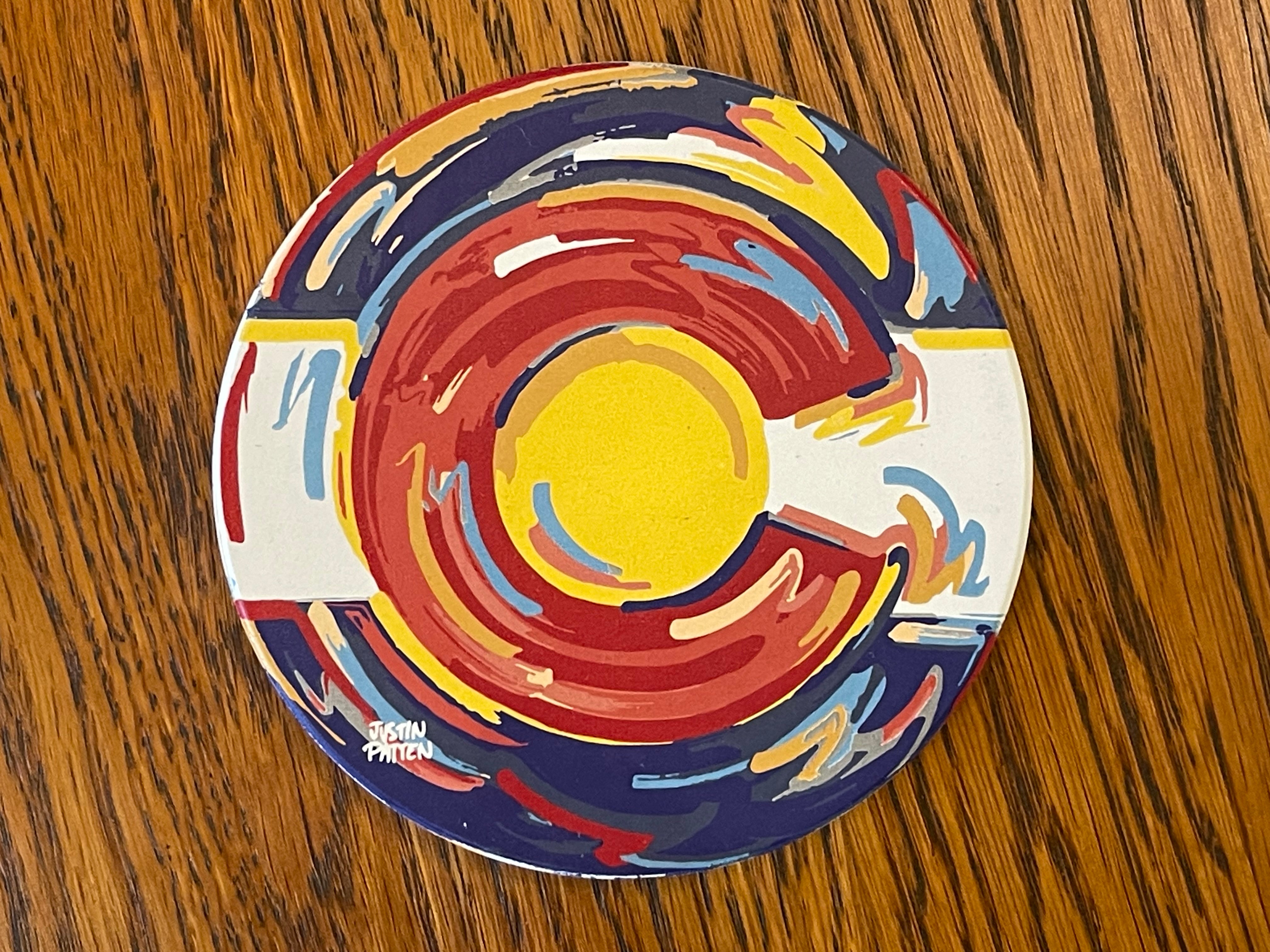 Colorado Flag Stone Coaster by Justin Patten