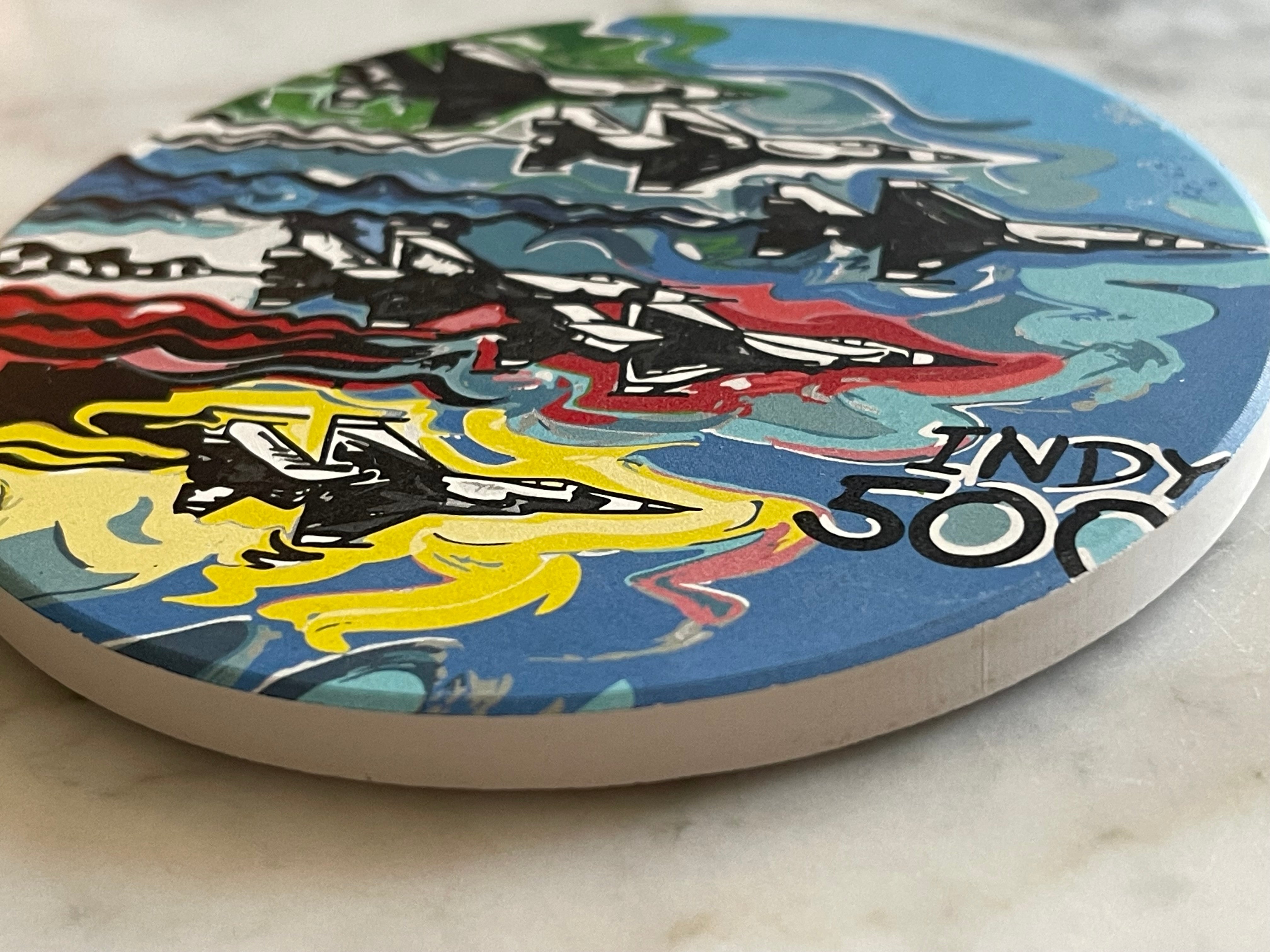 Indianapolis Motor Speedway Flyover Stone Coaster by Justin Patten