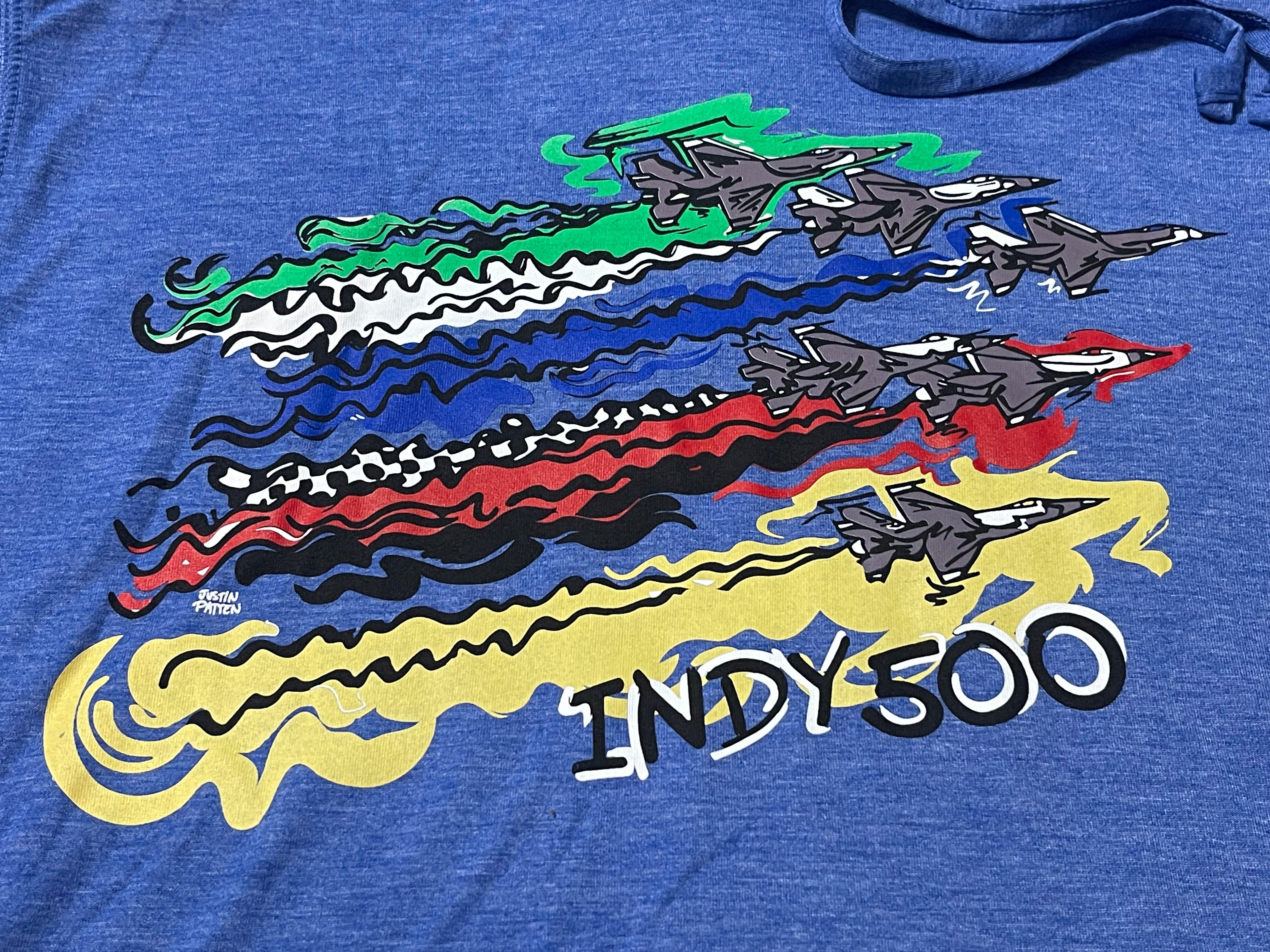 Indianapolis Motor Speedway Flyover Long Sleeve Hooded Tee by Justin Patten