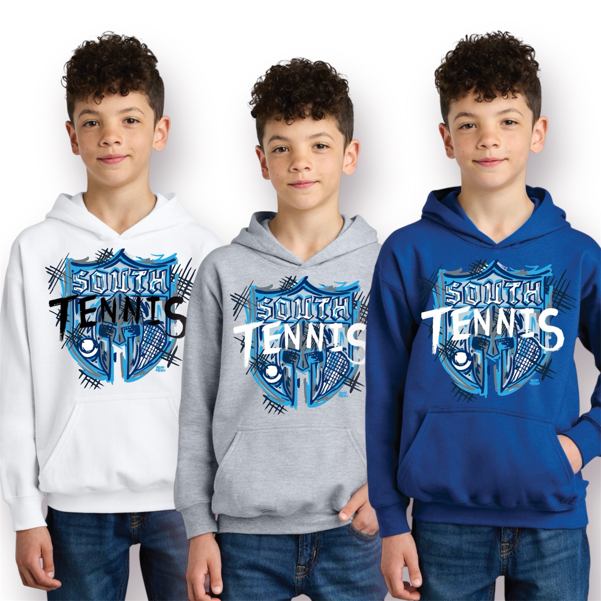 South Tennis Youth Unisex Fleece Hoodie by Justin Patten (3 Colors)