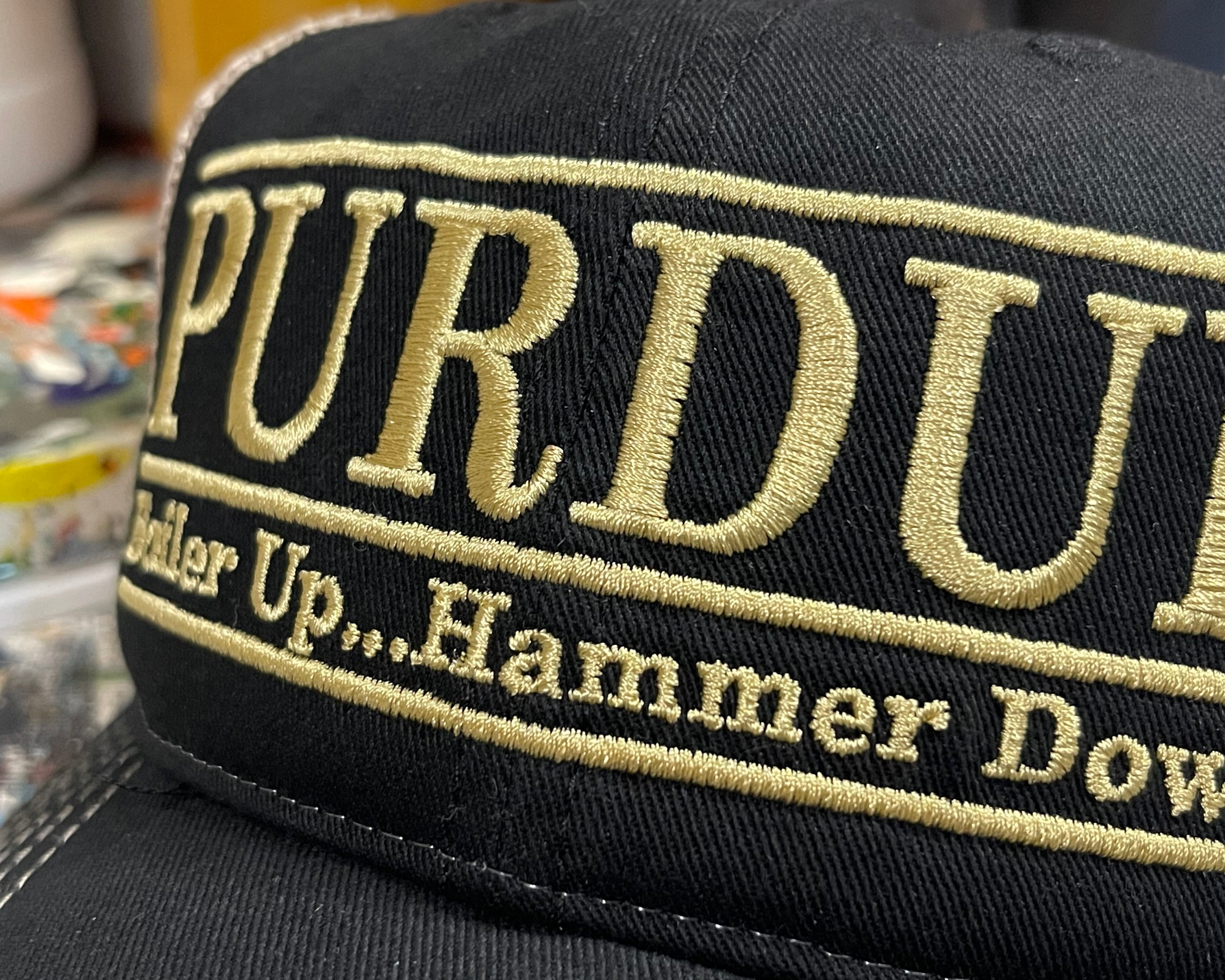 Purdue University Trucker Hat with Art Under Bill by Justin Patten (Black) (Boiler Up... Hammer Down)