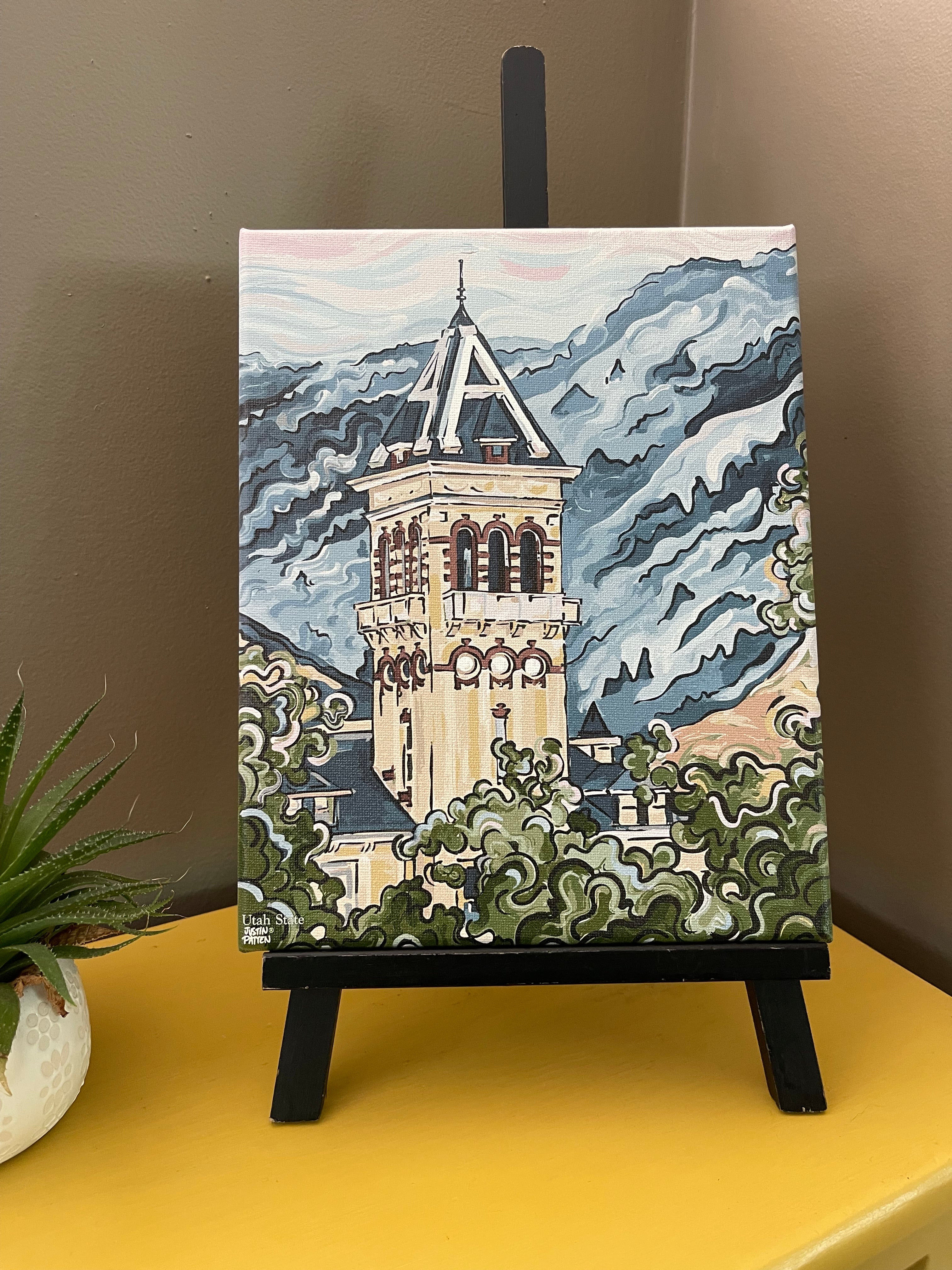 Utah State University 8" x 10" Old Main Wrapped Canvas Print by Justin Patten (Aggies, Big Blue, Logan, Show Me, Old Main)