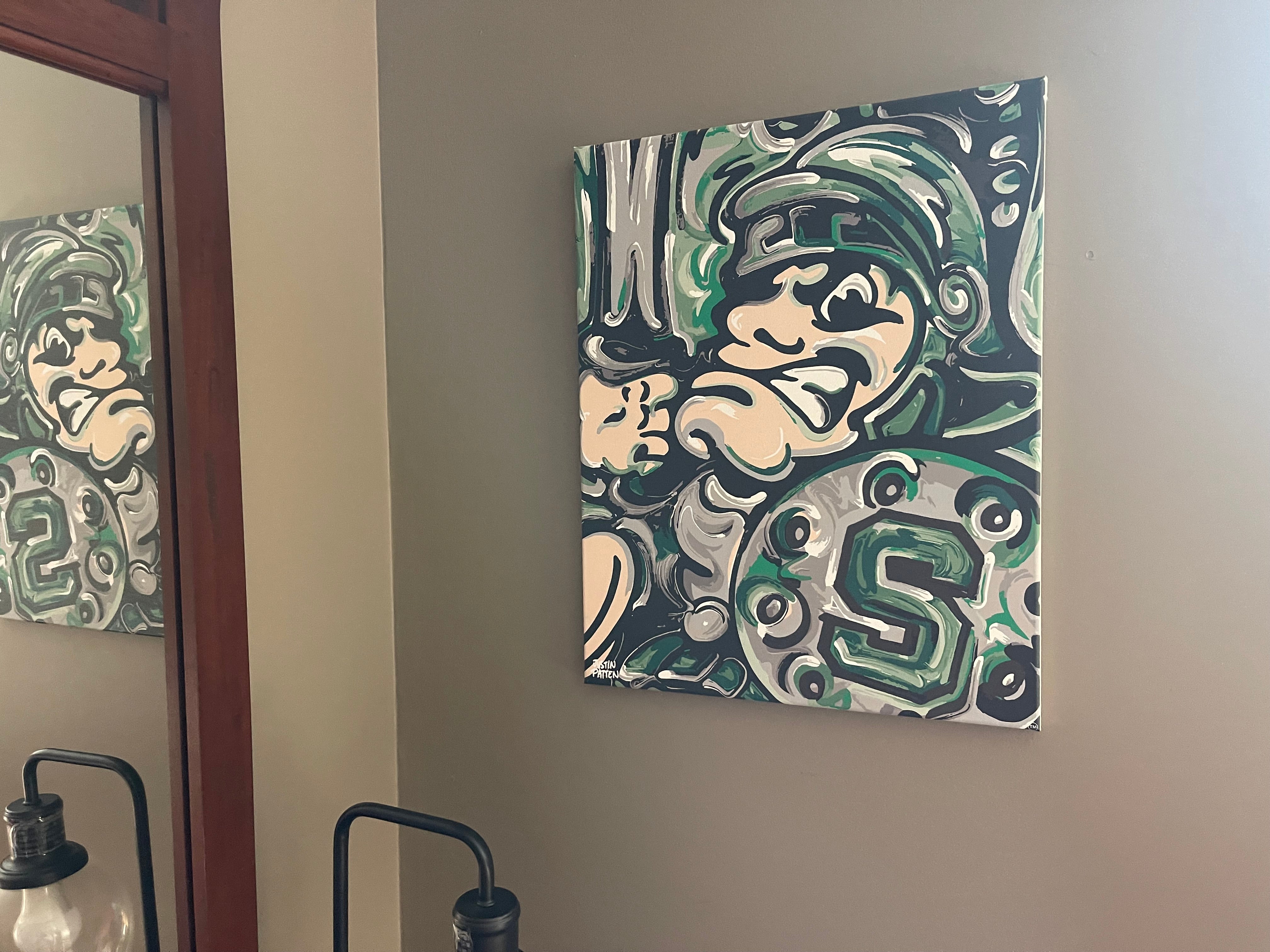 Michigan State University 16" x 20" Vintage Sparty Wrapped Canvas Print by Justin Patten