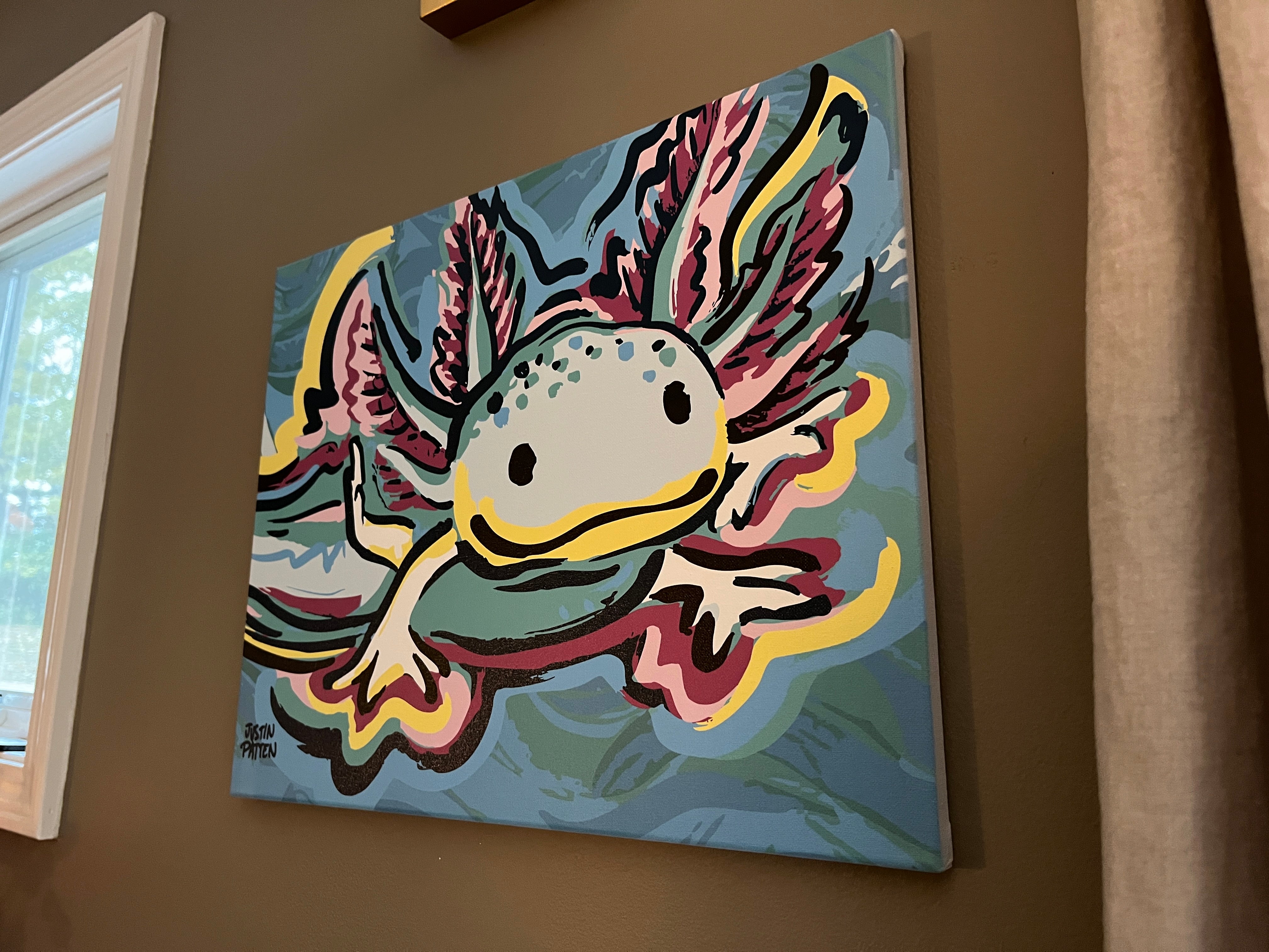 Axolotl 20"x16" Wrapped Canvas Print by Justin Patten