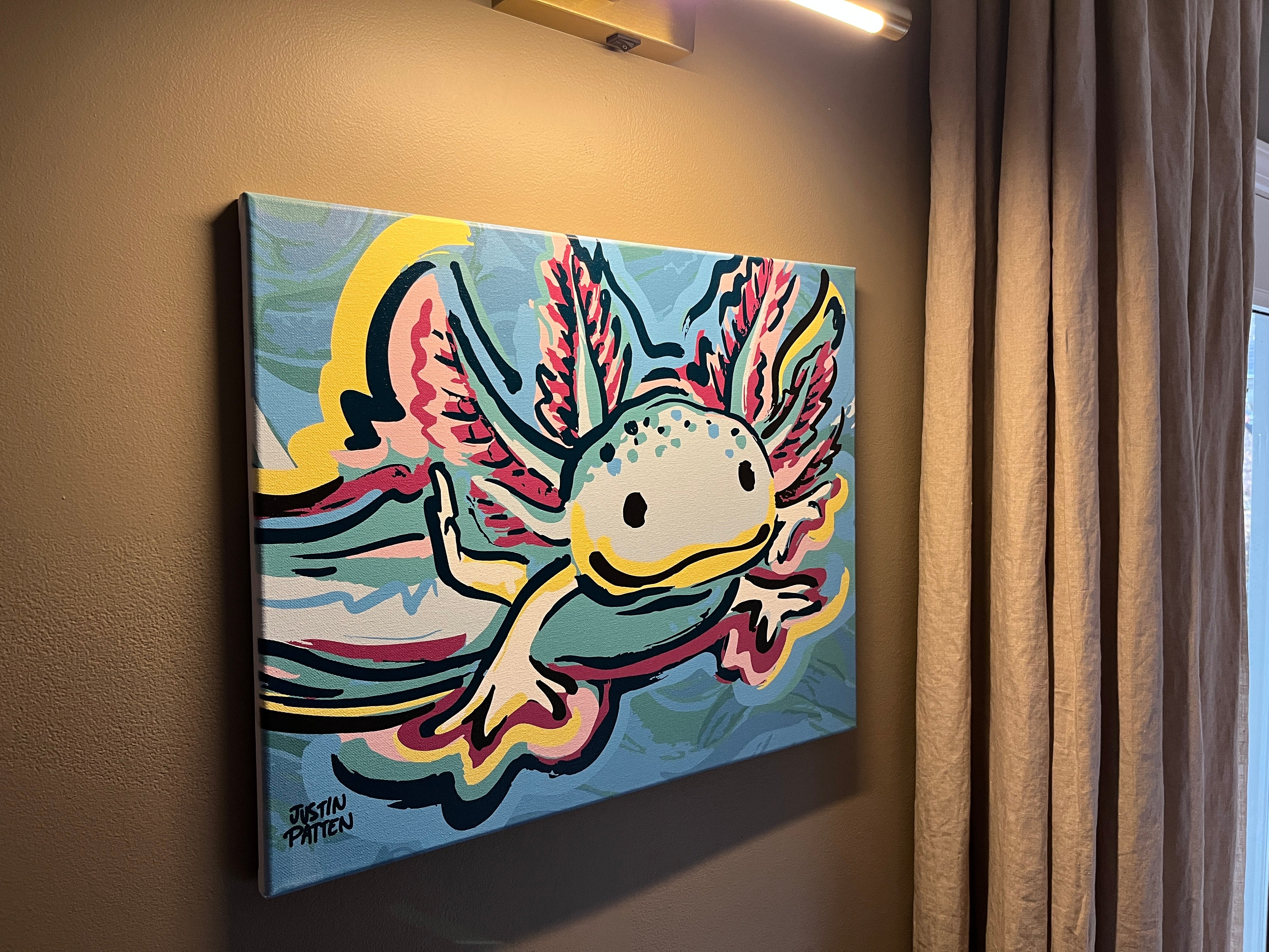 Axolotl 20"x16" Wrapped Canvas Print by Justin Patten