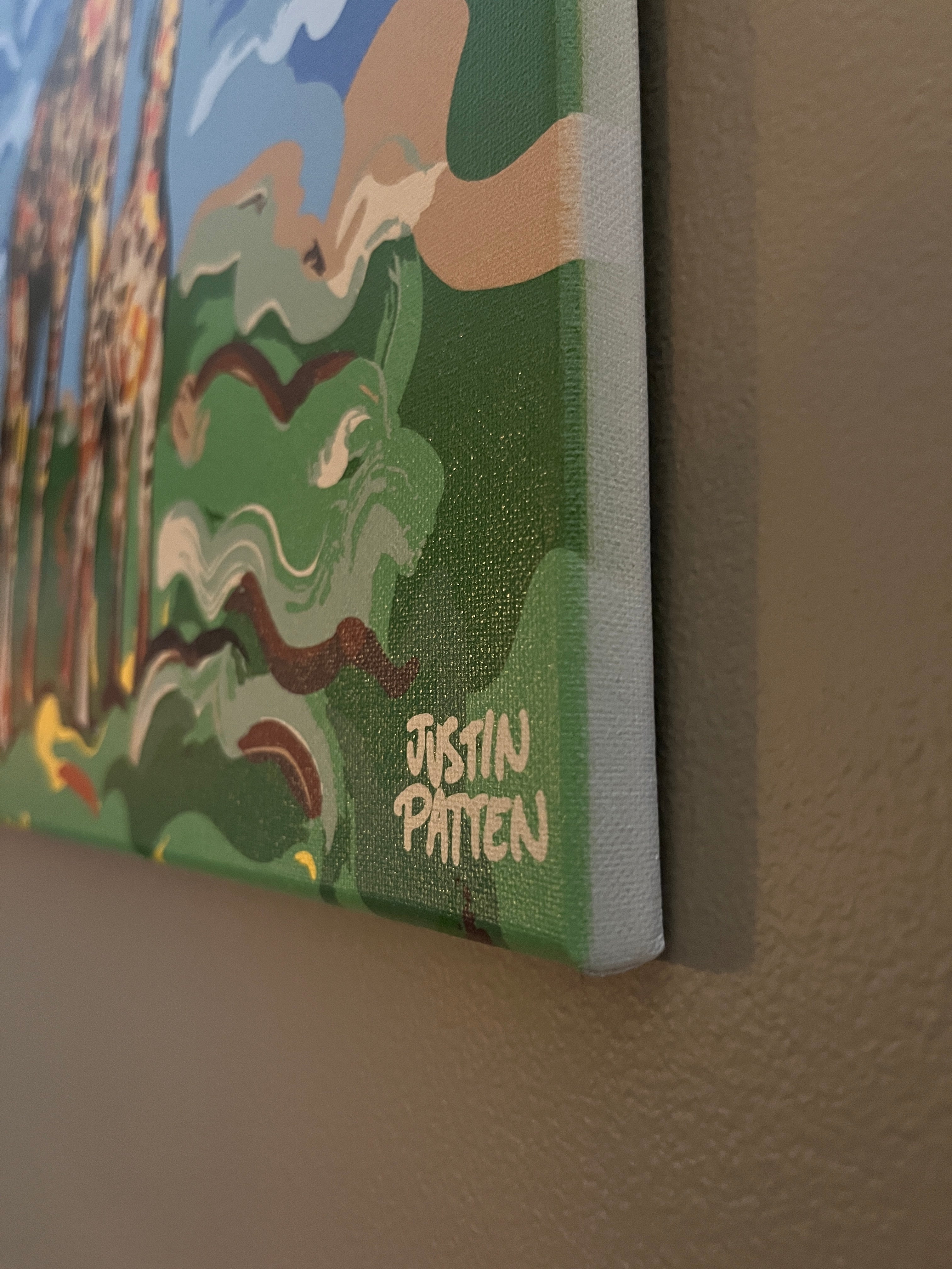 Giraffe Momma and Baby 16"x20" Wrapped Canvas Print by Justin Patten