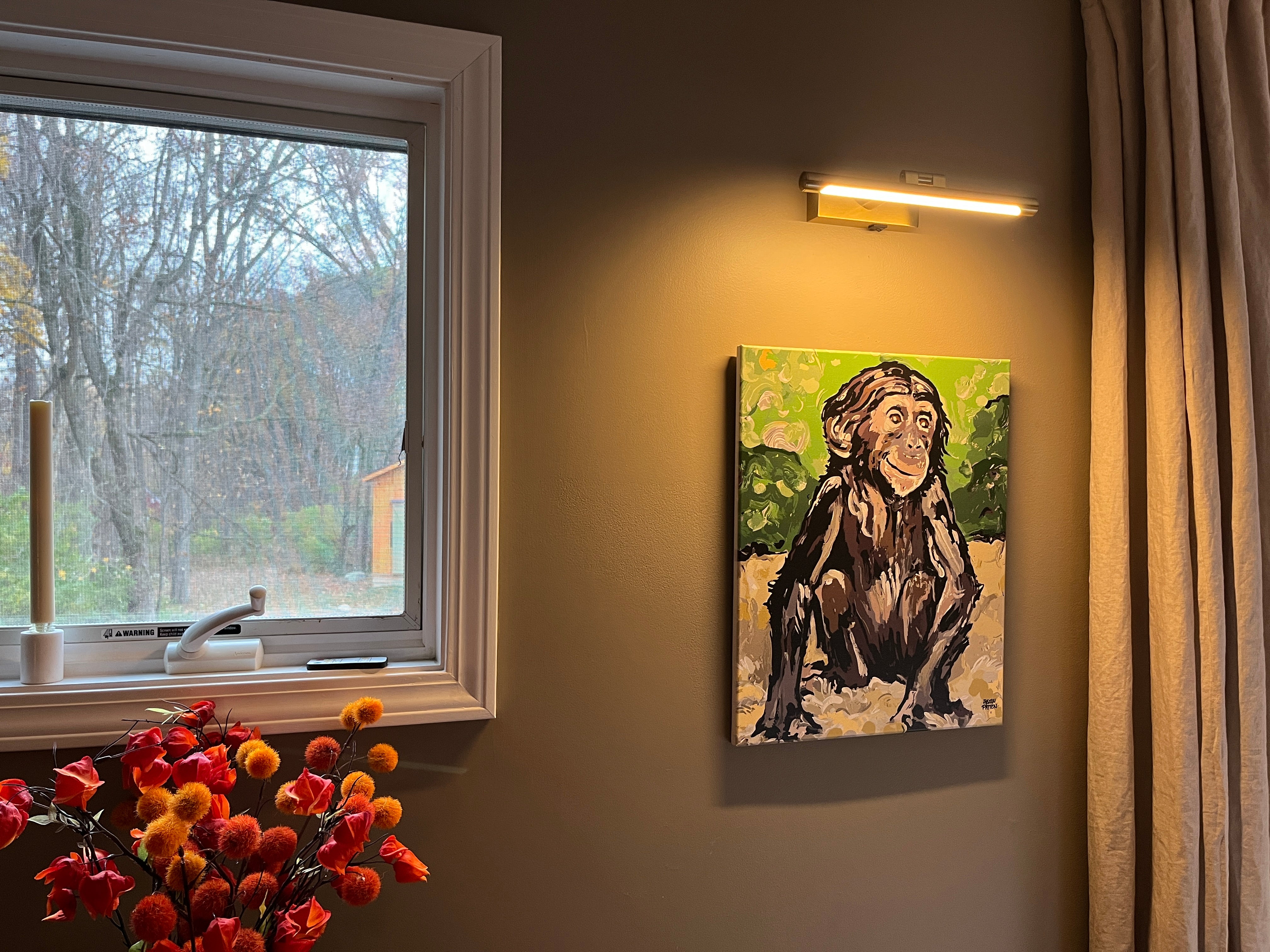 Bonobo Baby 16"x20" Wrapped Canvas Print by Justin Patten