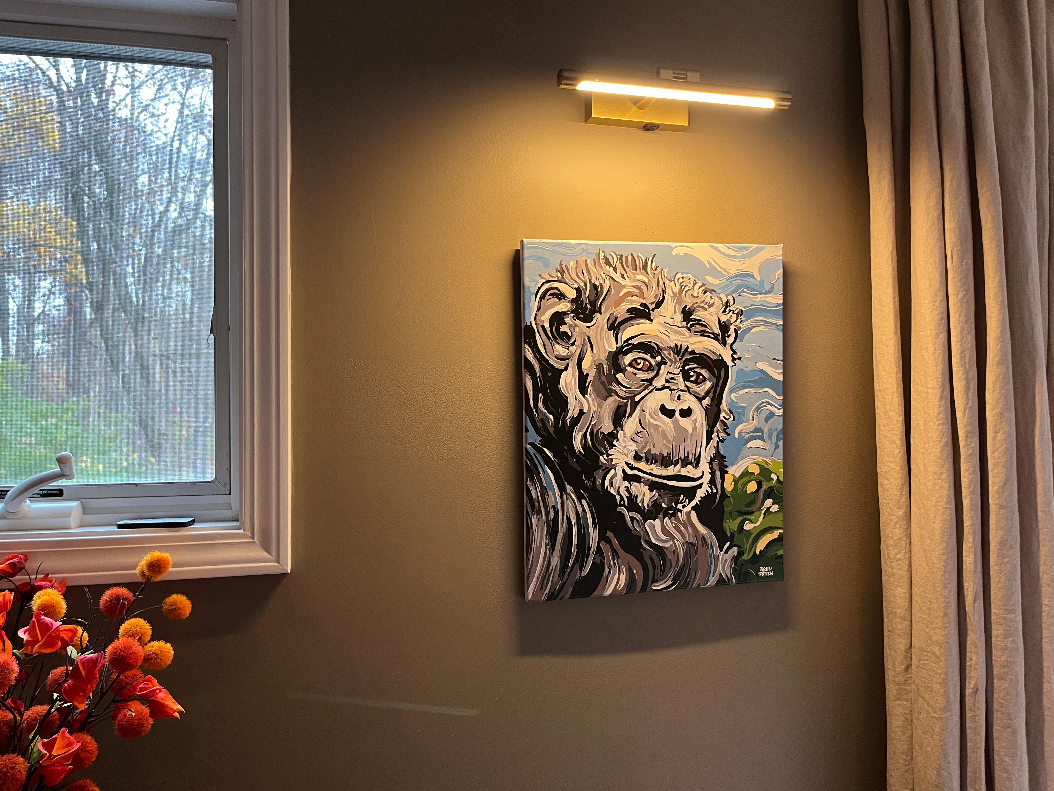 Chimpanzee 16"x20" Wrapped Canvas Print by Justin Patten