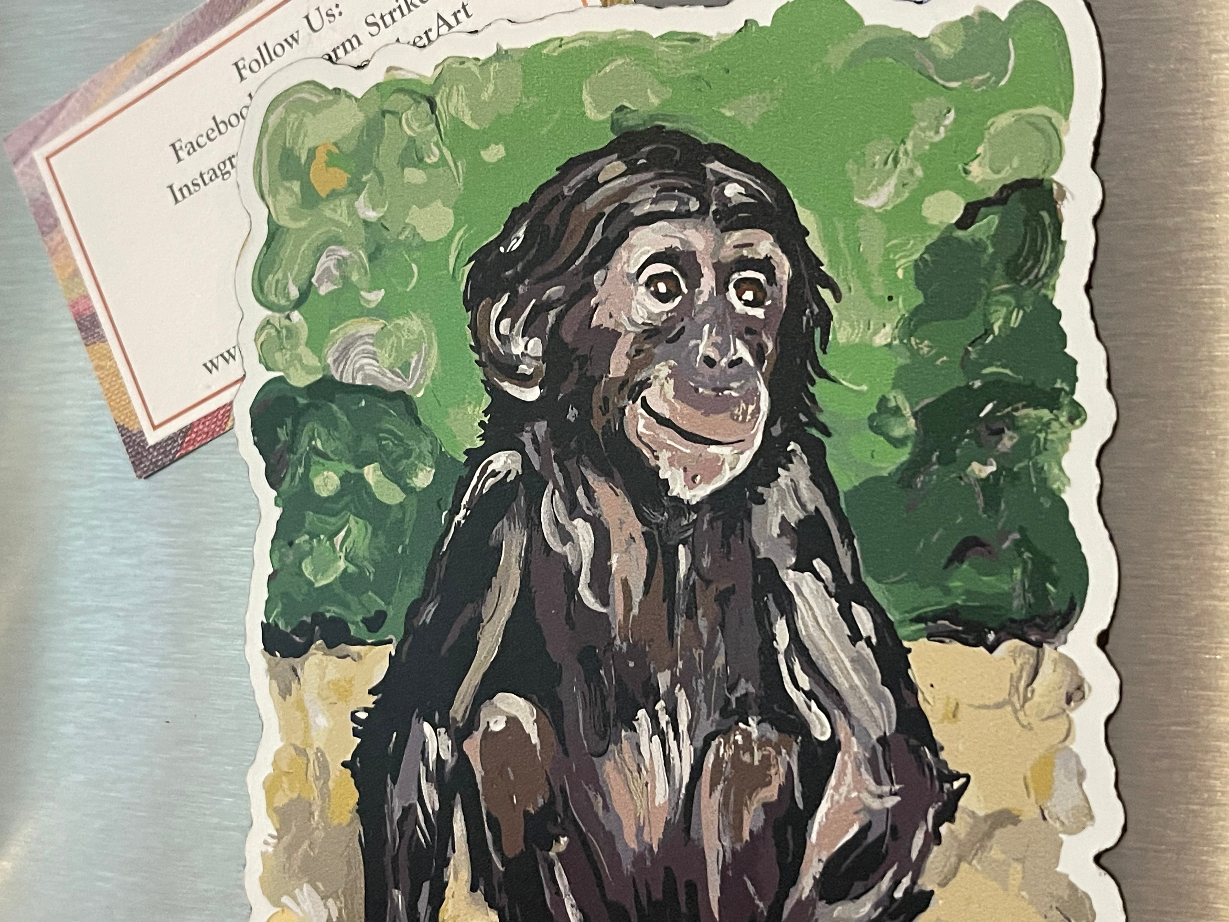 Animal Bonobo Baby Magnet by Justin Patten