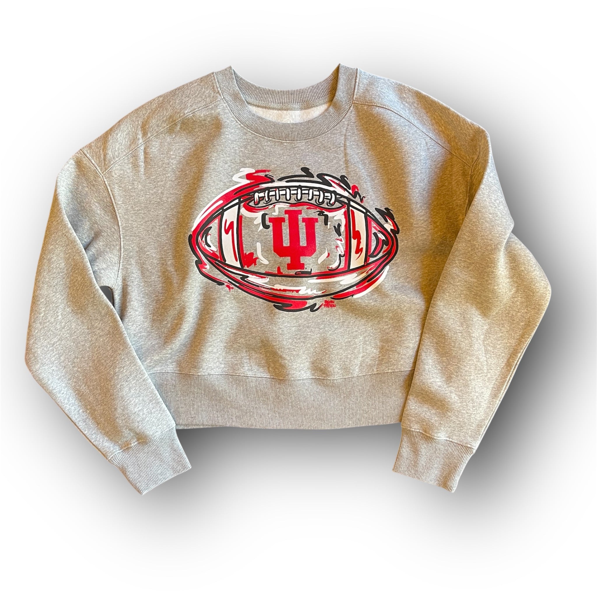 Indiana University Football Women's Cropped Crew Fleece by Justin Patten
