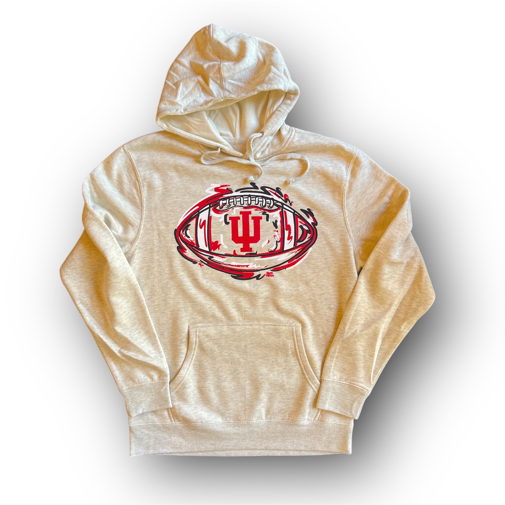 Indiana University Football Unisex Fleece Hoodie by Justin Patten