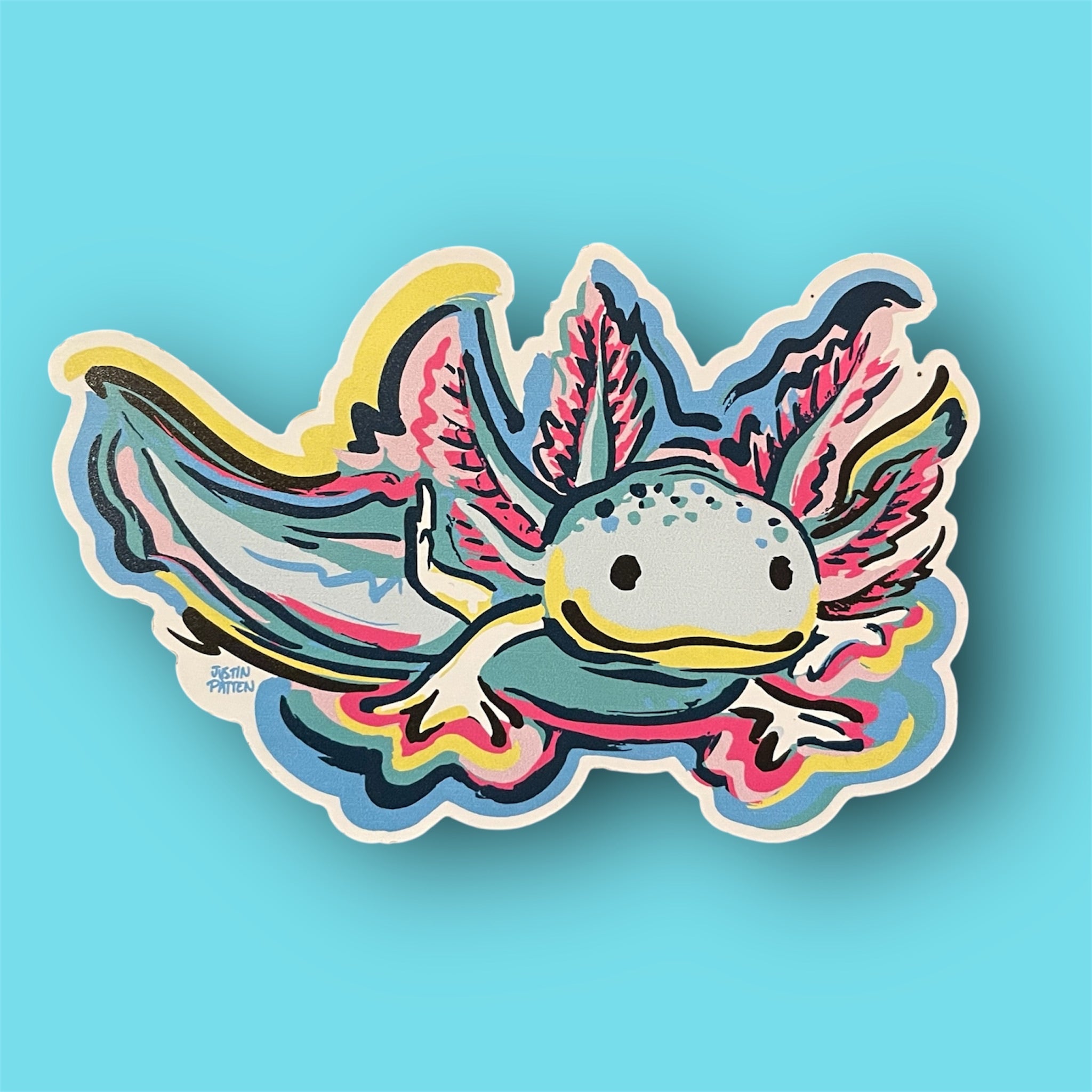 Axolotl Mini Vinyl Sticker by Justin Patten