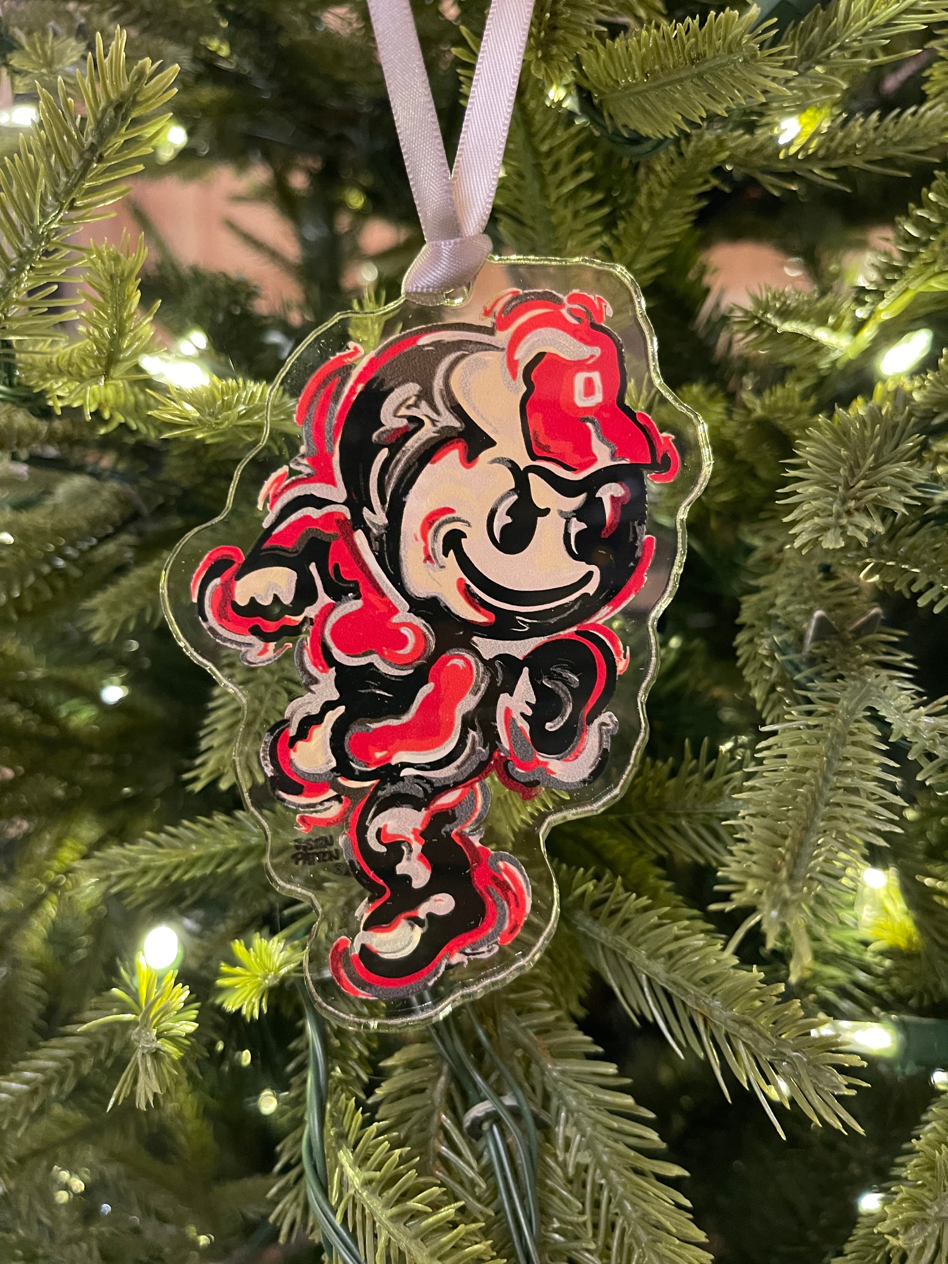 The Ohio State University Vintage Brutus Ornament by Justin Patten (Clear)
