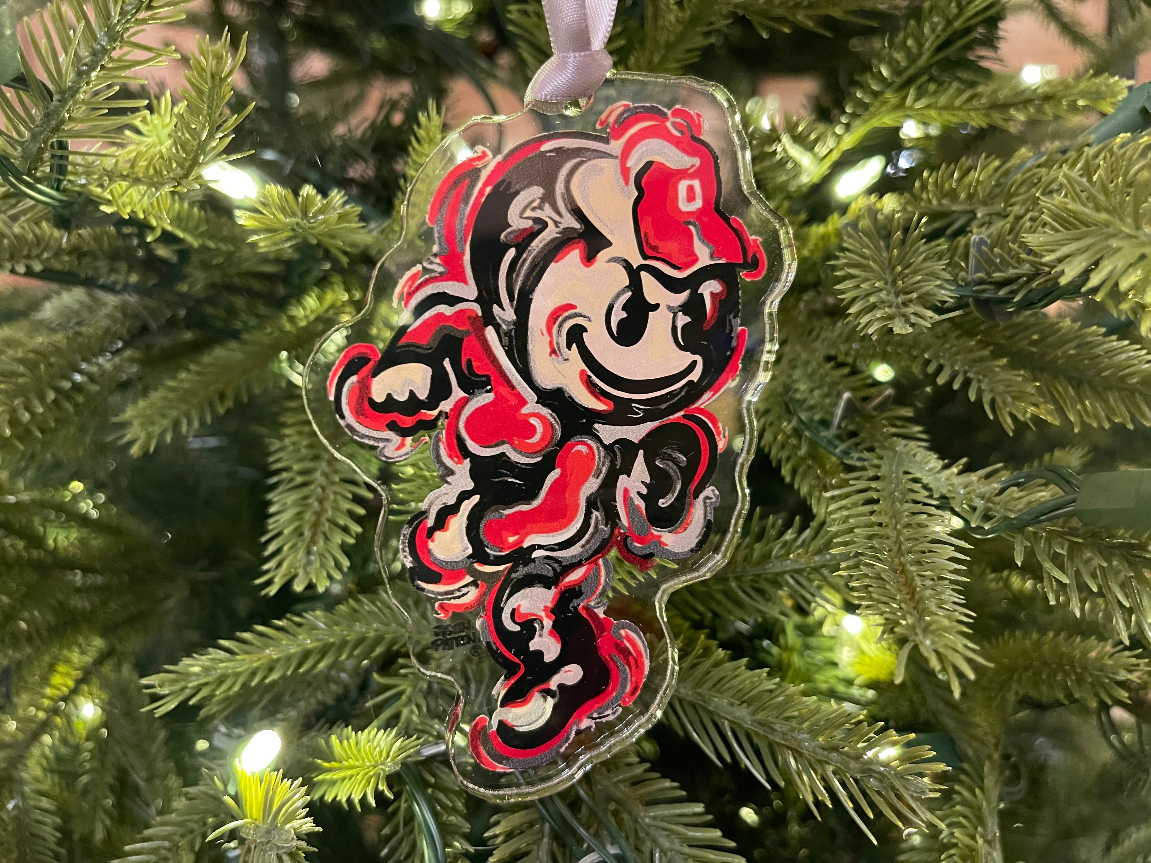 The Ohio State University Vintage Brutus Ornament by Justin Patten (Clear)