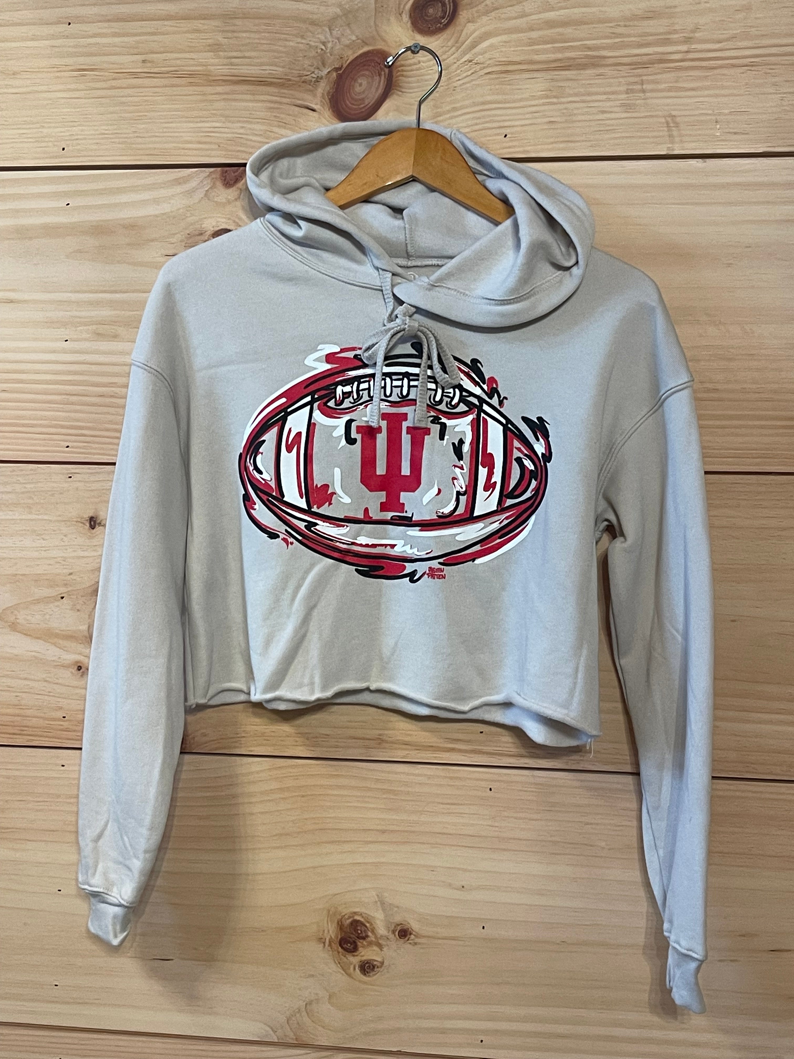 Indiana University Football Women's Cropped Fleece Hoodie by Justin Patten