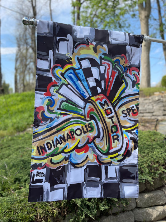 Indianapolis Motor Speedway Wing and Wheel House Flag (28"x 42" in) by Justin Patten