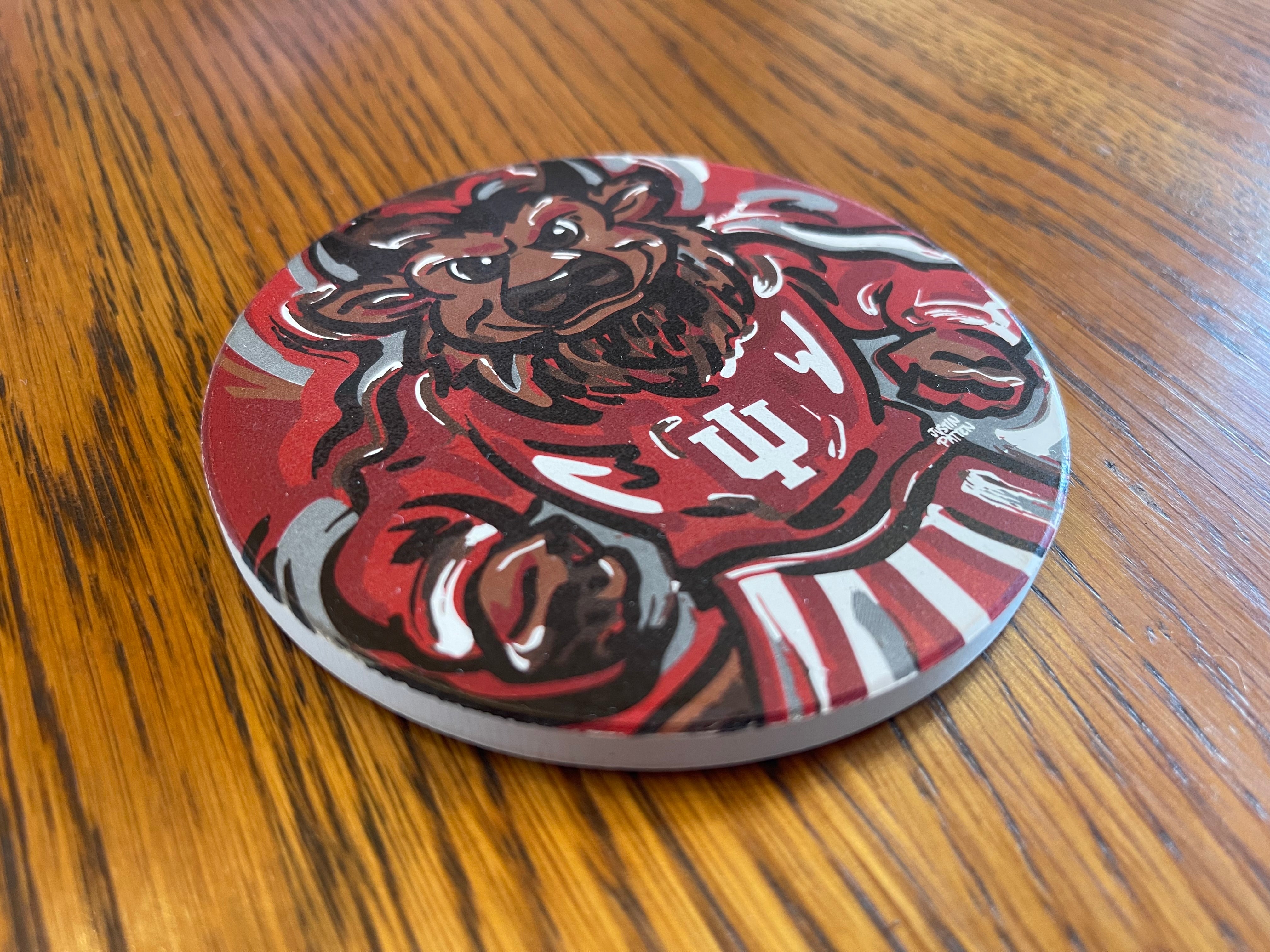 Indiana University Hoosier Mascot Stone Coaster by Justin Patten (IU, Bison)