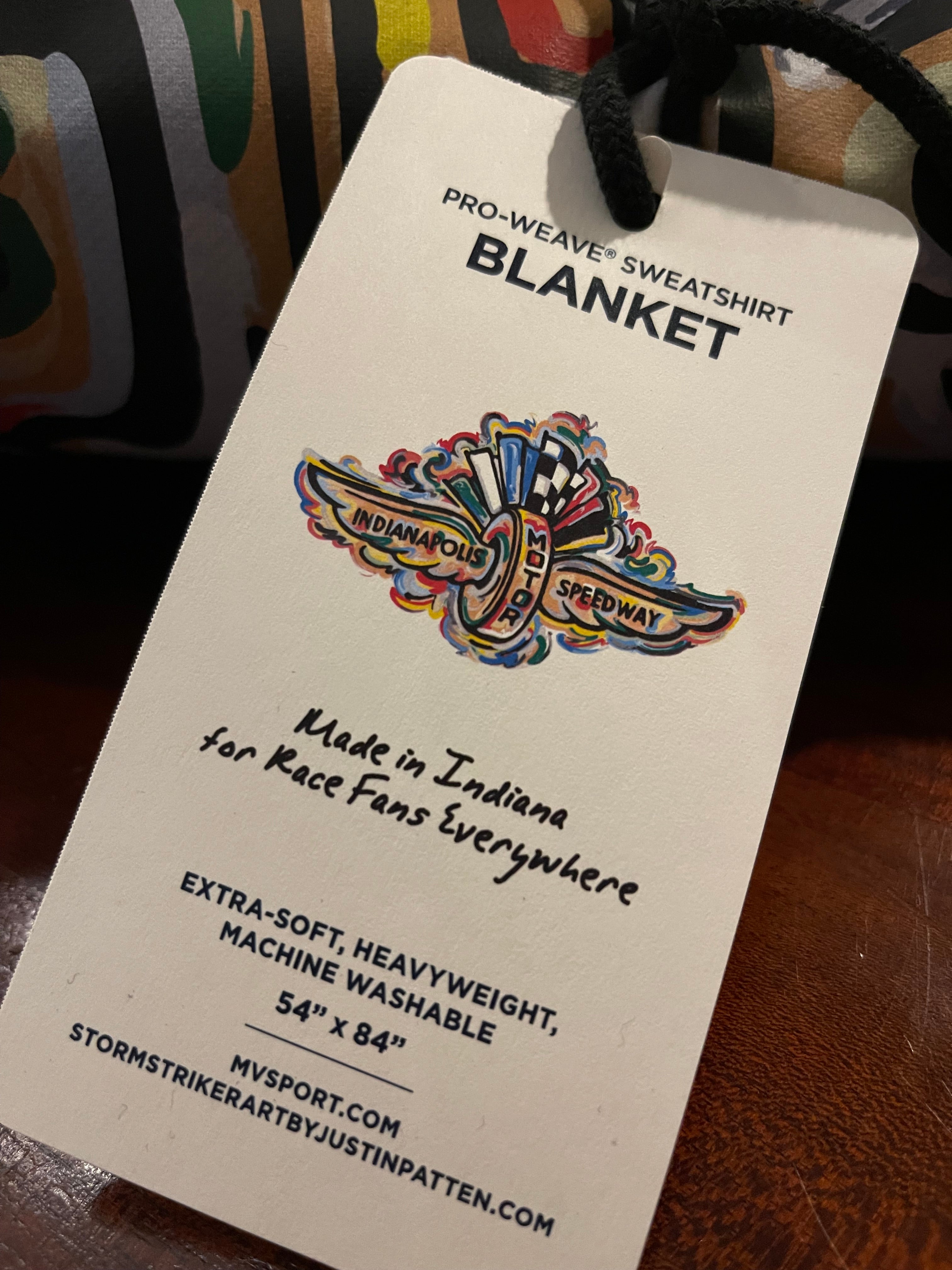 Indianapolis Motor Speedway Wing and Wheel Fleece Blanket (54" x 84") by Justin Patten