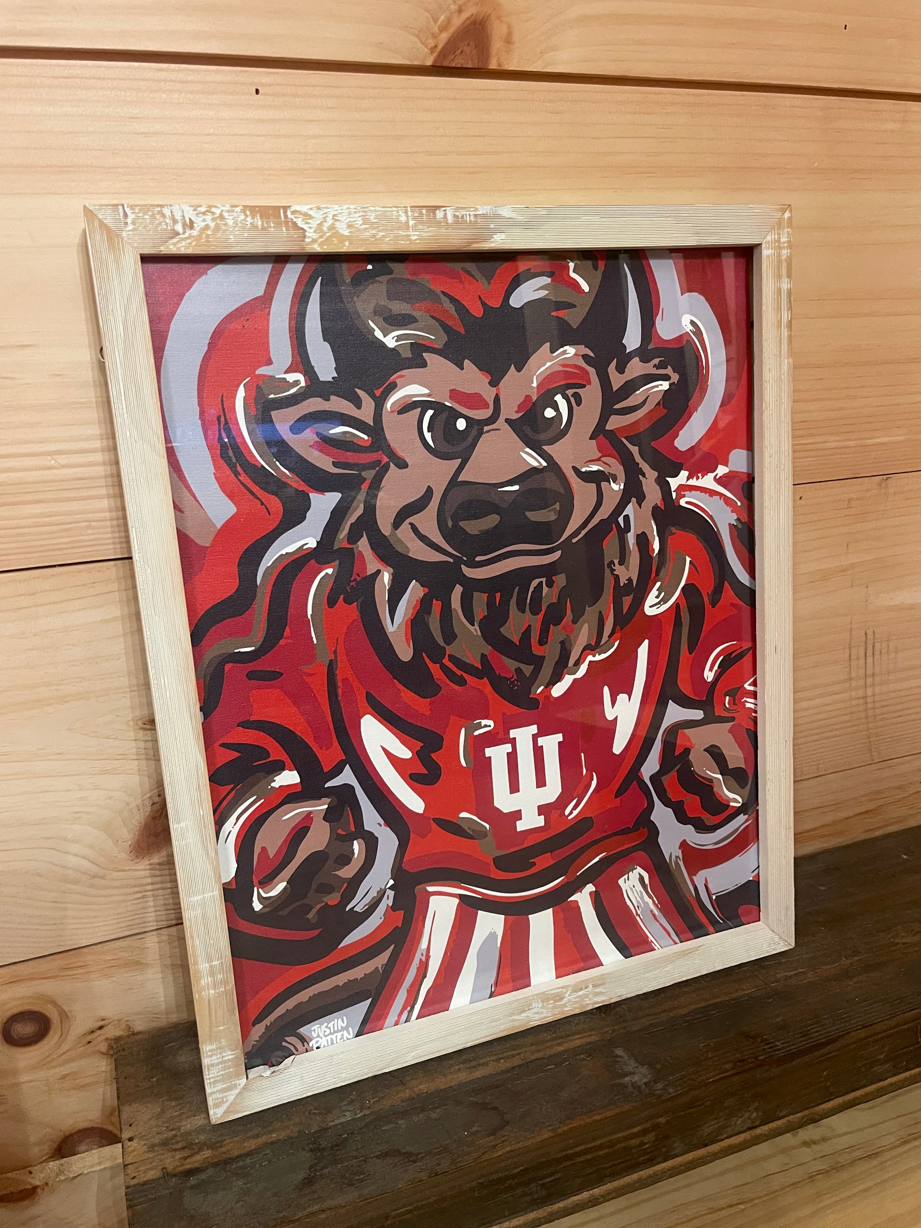 Indiana University 20" x 16" Hoosier Mascot Print by Justin Patten (IU, Bison, Hoosiers, Bloomington)