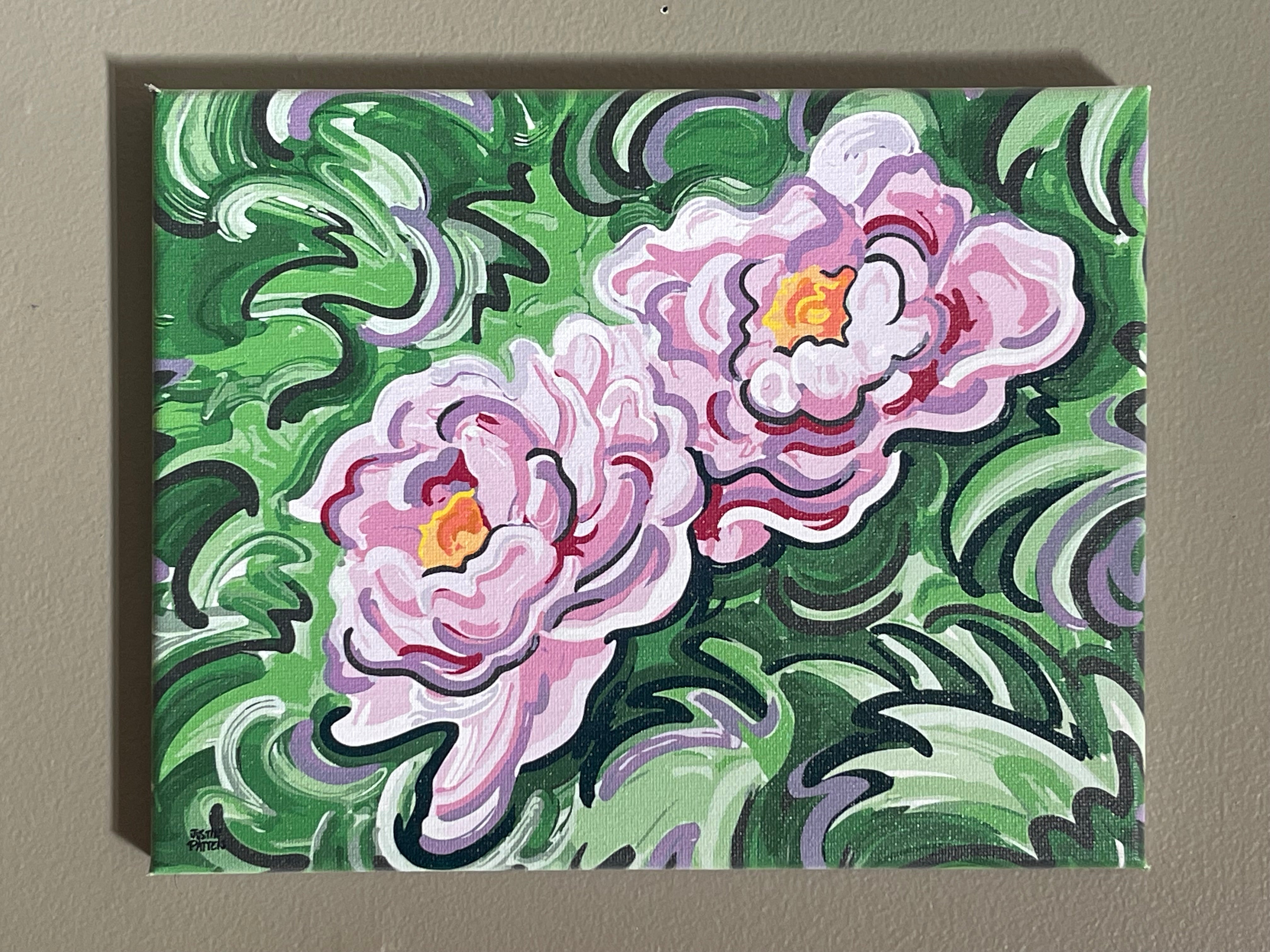 Peonies 10"x 8" Wrapped Canvas Print by Justin Patten