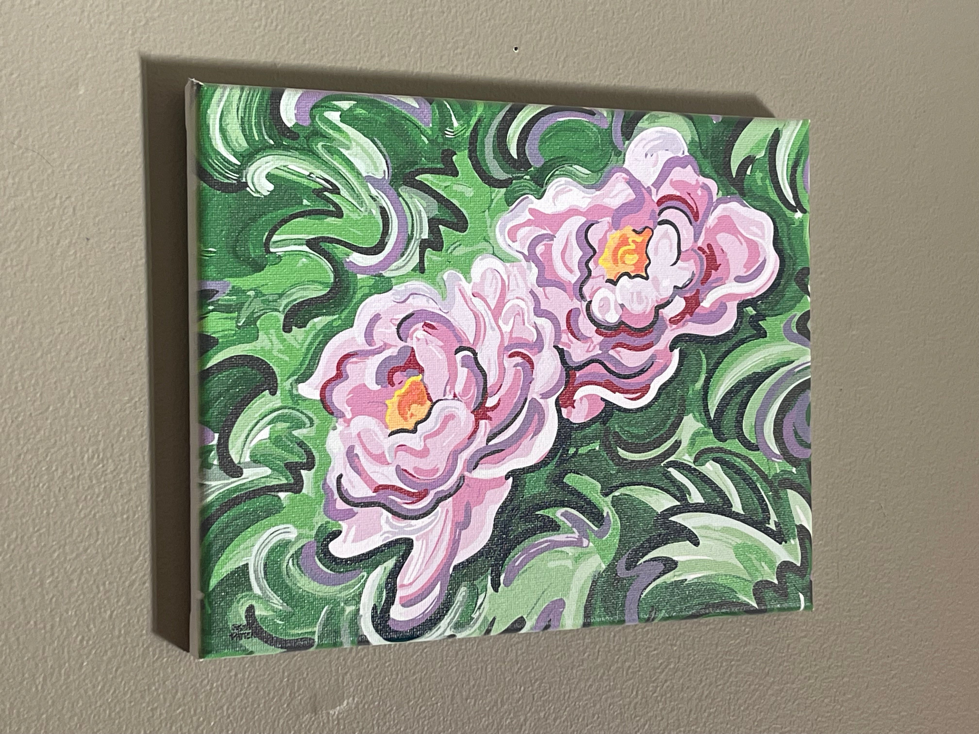 Peonies 10"x 8" Wrapped Canvas Print by Justin Patten