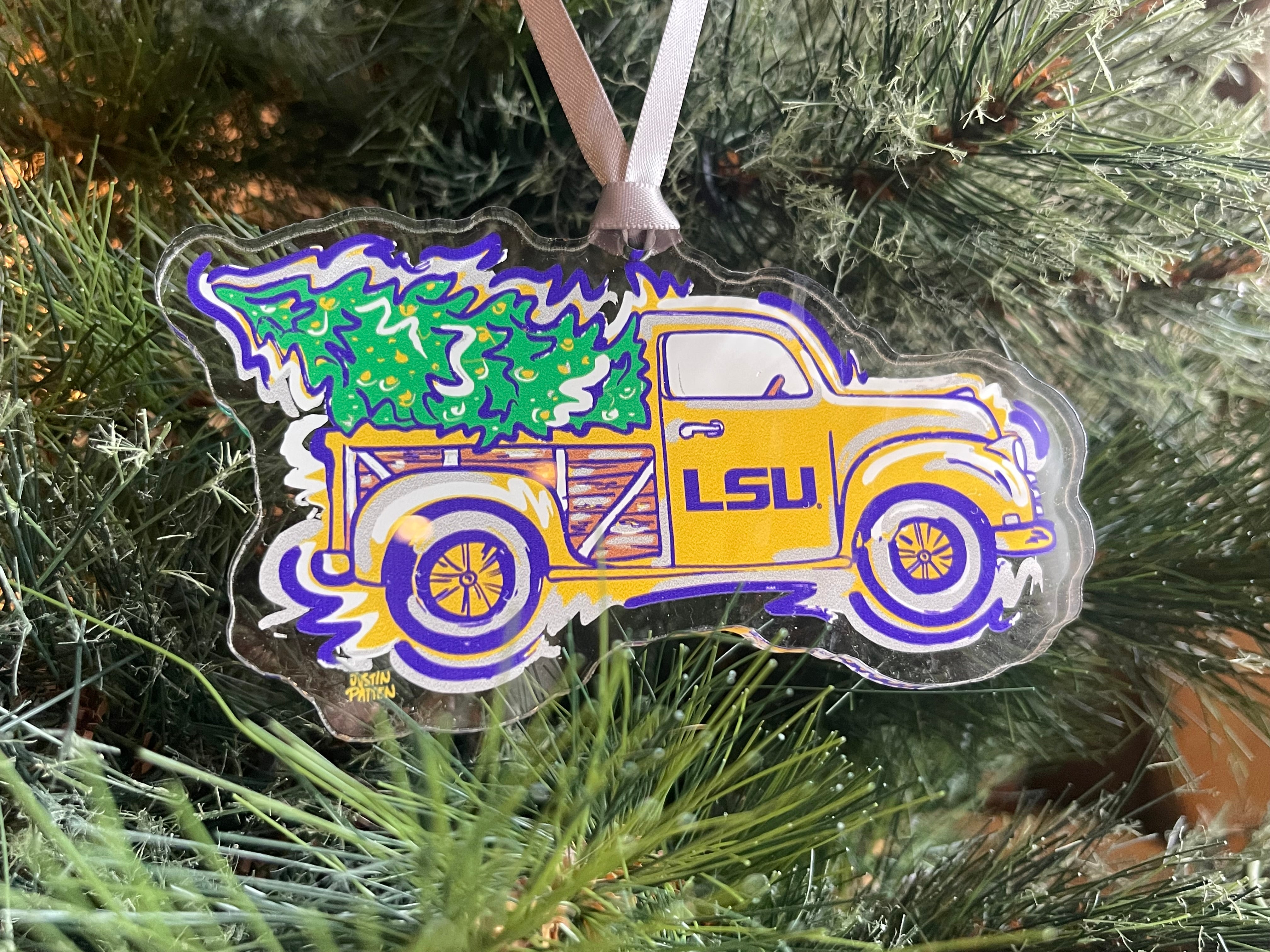 LSU Truck Acrylic Ornament by Justin Patten