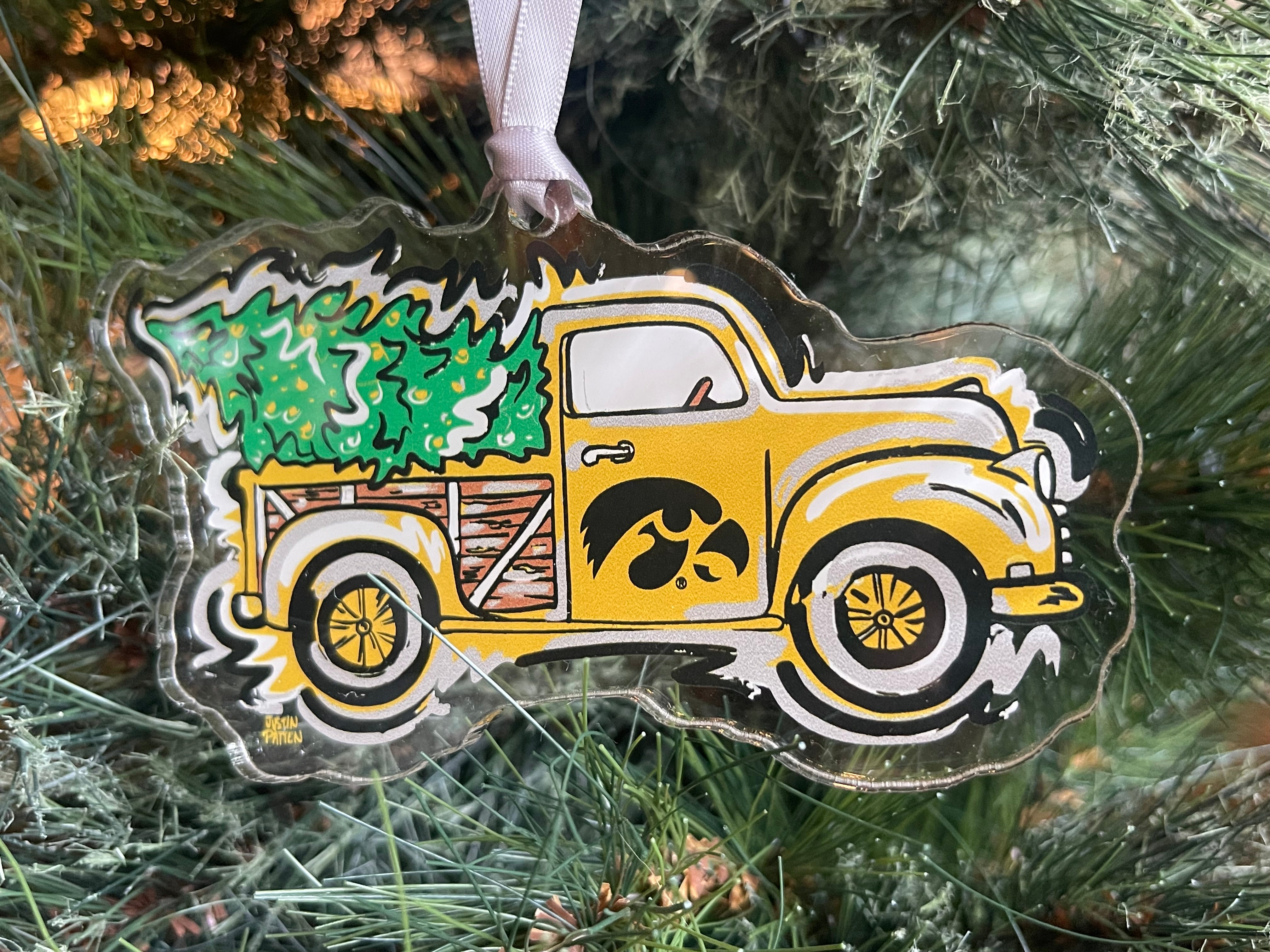 University of Iowa Christmas Truck Ornament by Justin Patten