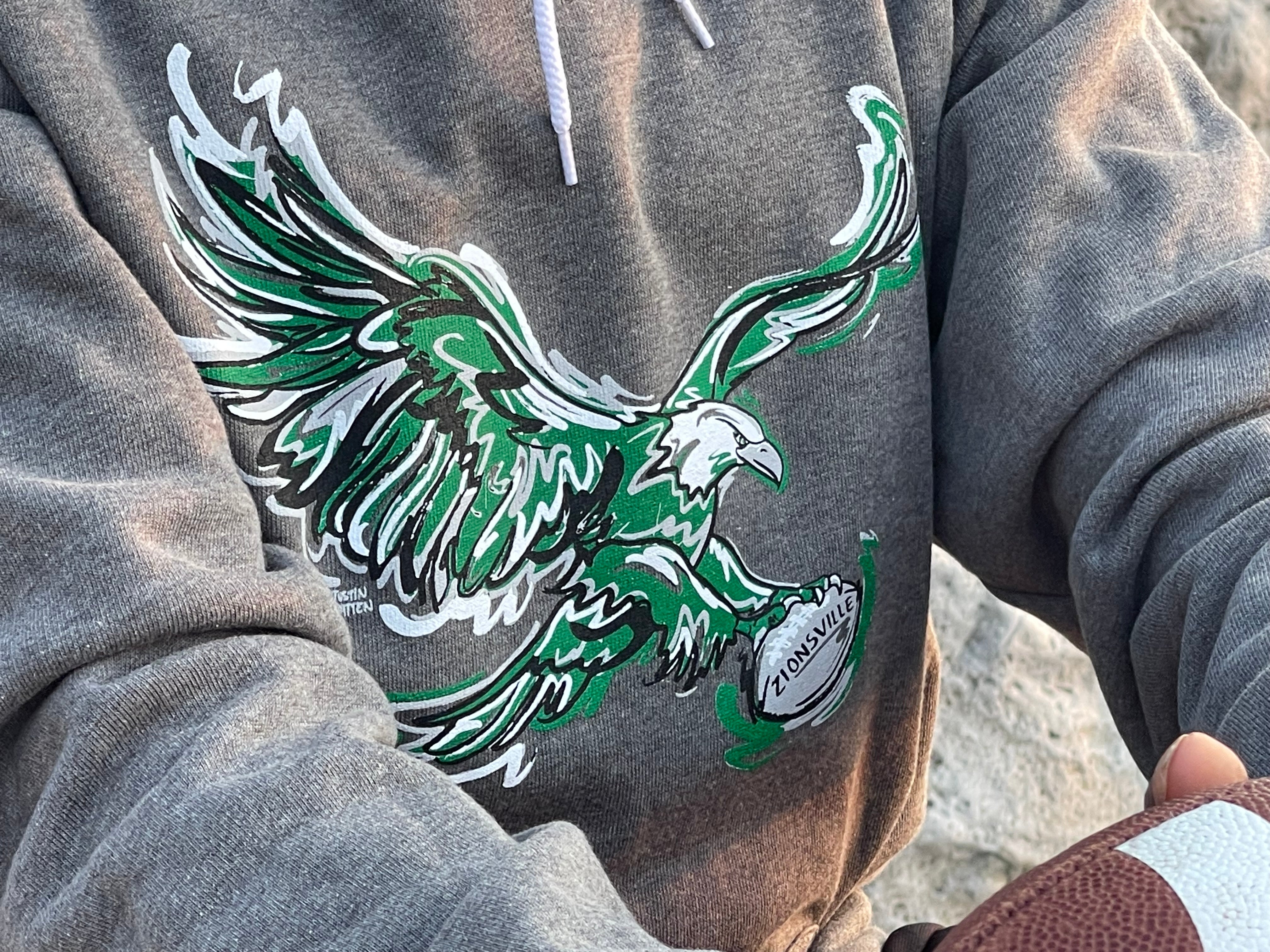 Zionsville Eagle Football Unisex Hoodie by Justin Patten (Last Few)
