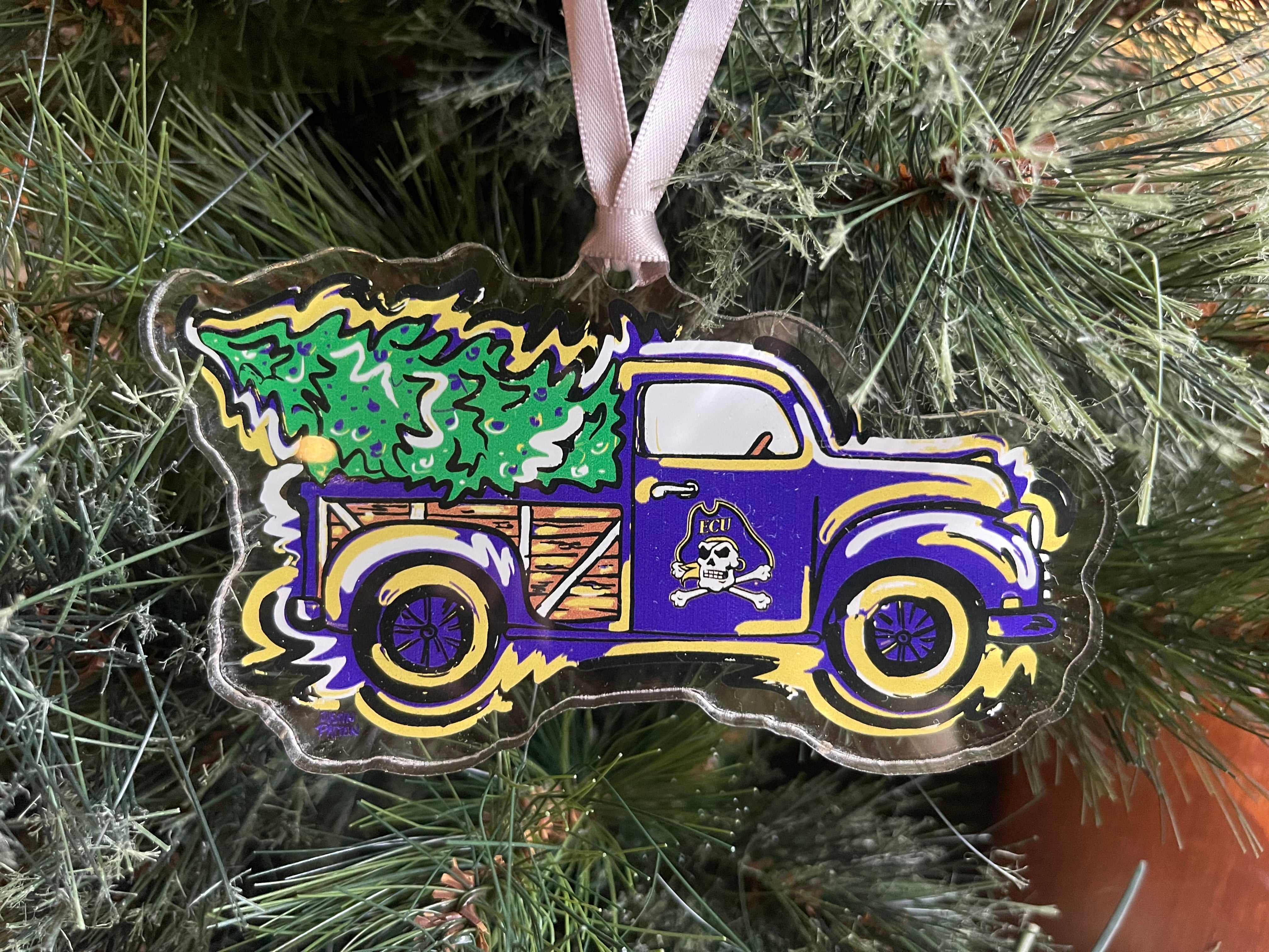 East Carolina University Christmas Tree Truck Ornament by Justin Patten