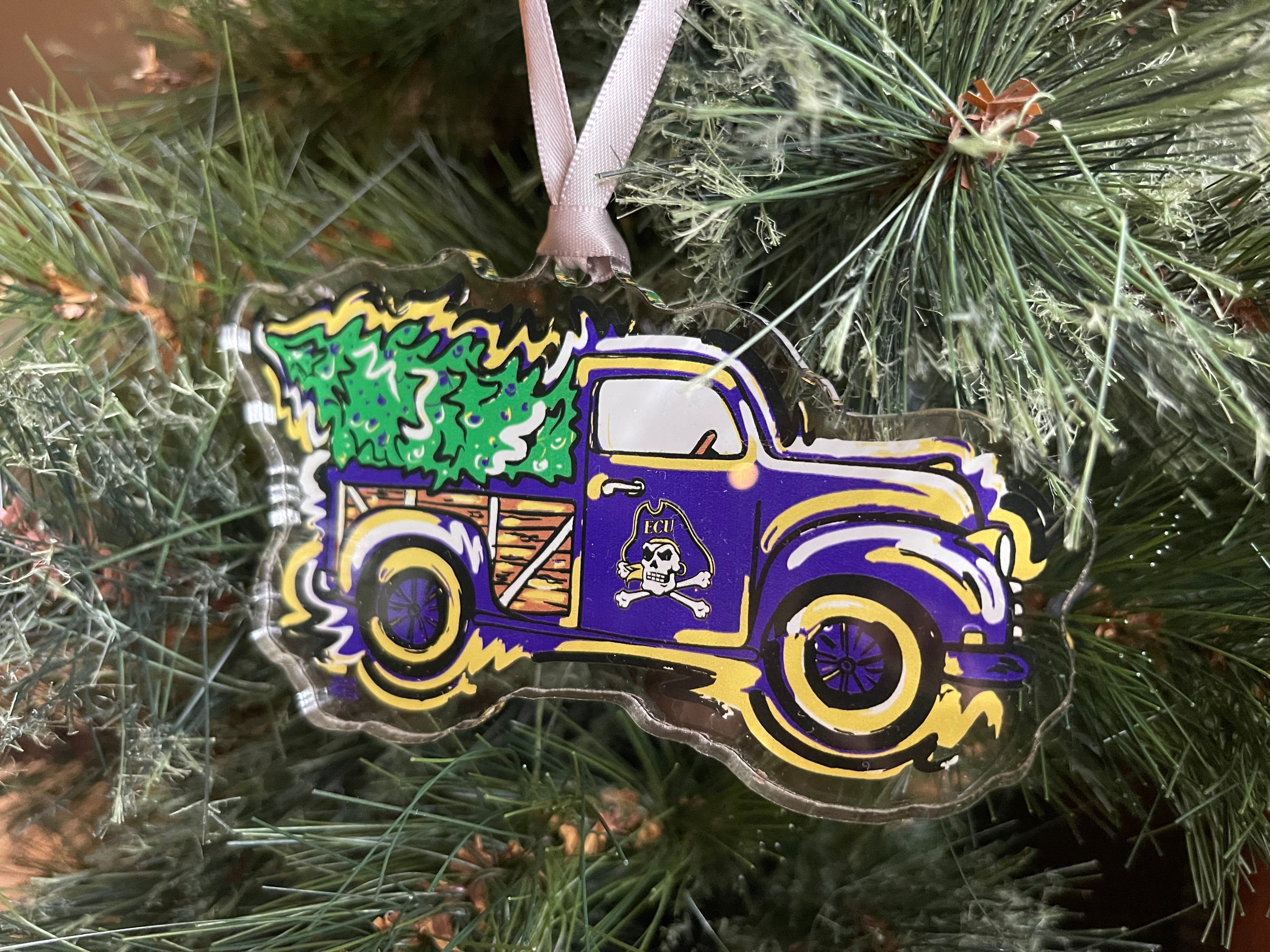 East Carolina University Christmas Tree Truck Ornament by Justin Patten