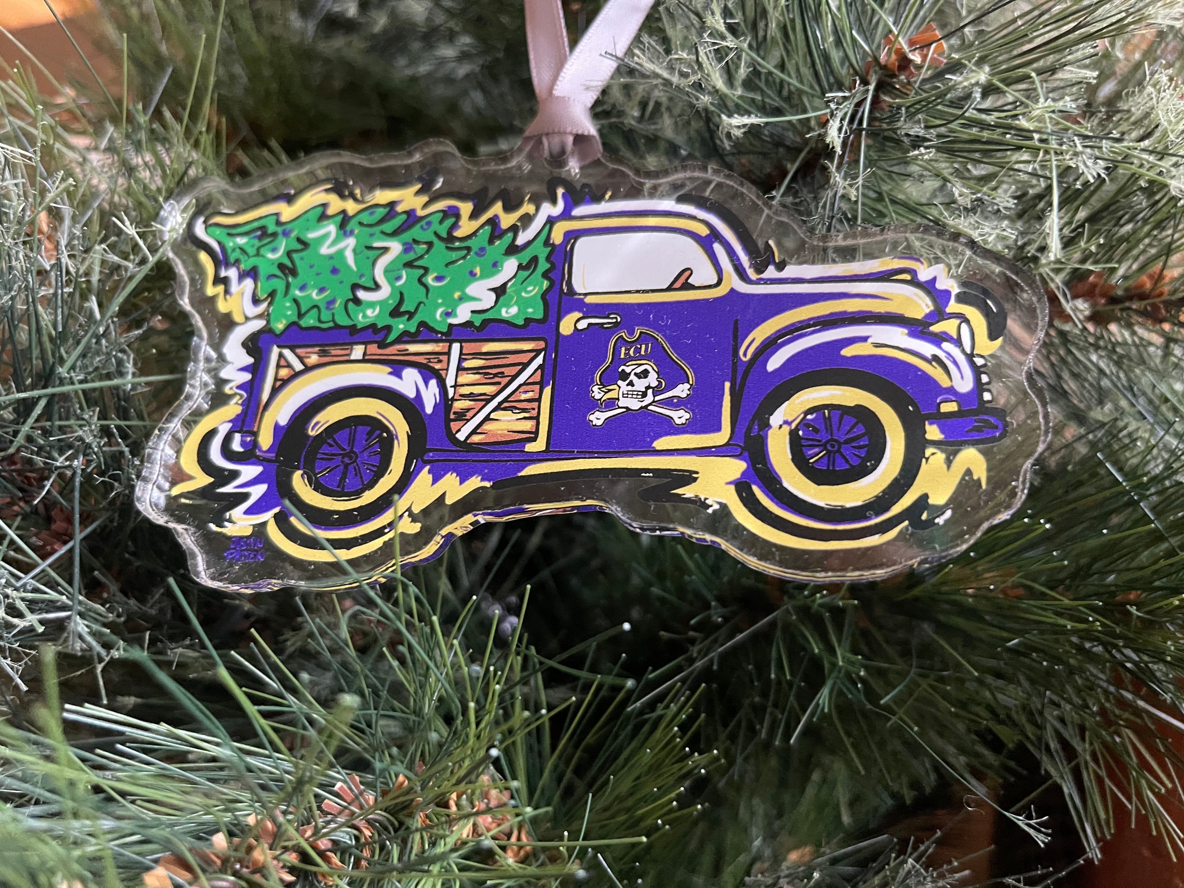 East Carolina University Christmas Tree Truck Ornament by Justin Patten