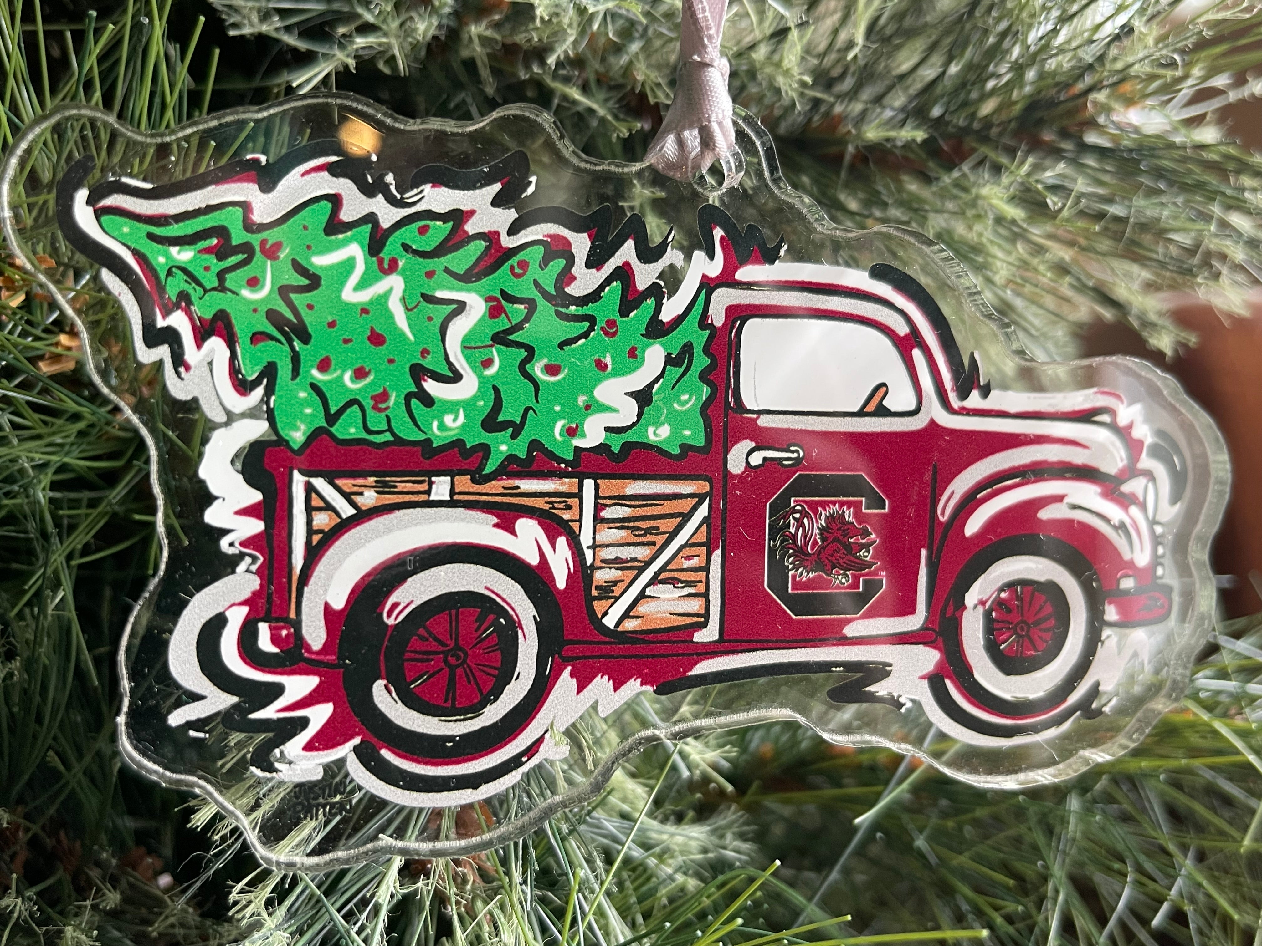 University of South Carolina Christmas Tree Truck Ornament by Justin Patten