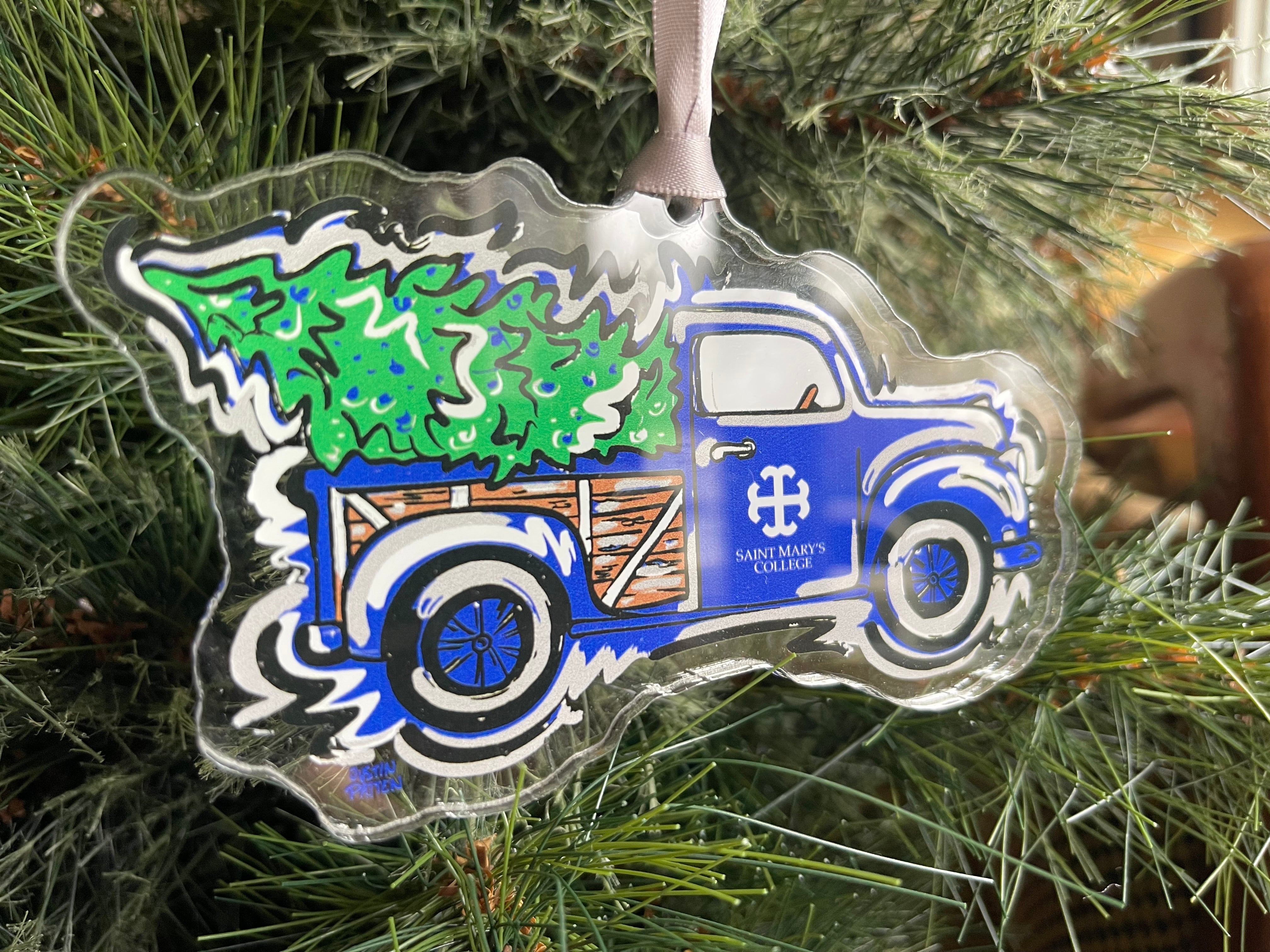 Saint Mary's College Christmas Tree Truck Ornament by Justin Patten