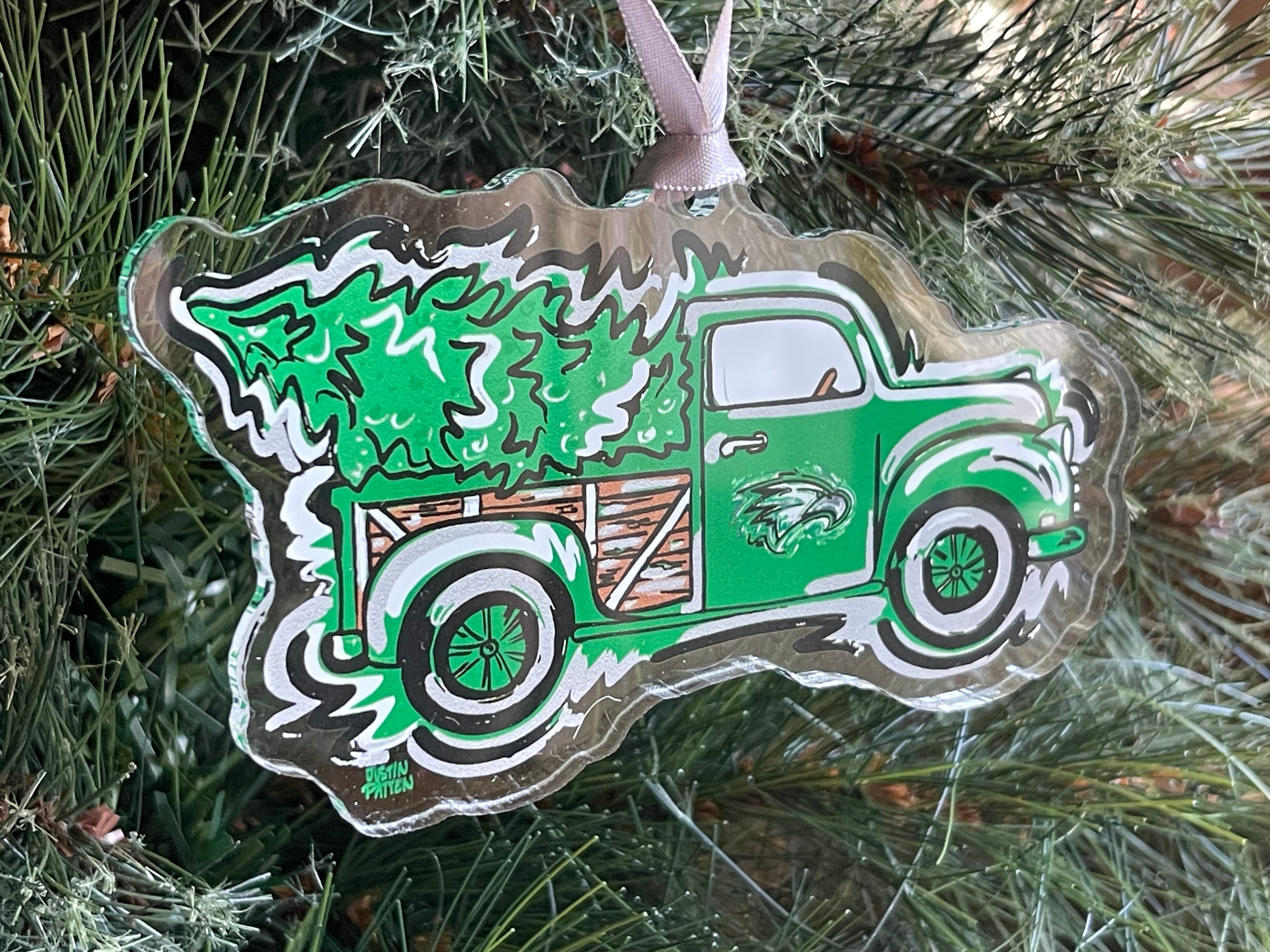 Zionsville Indiana Christmas Tree Truck Ornament by Justin Patten