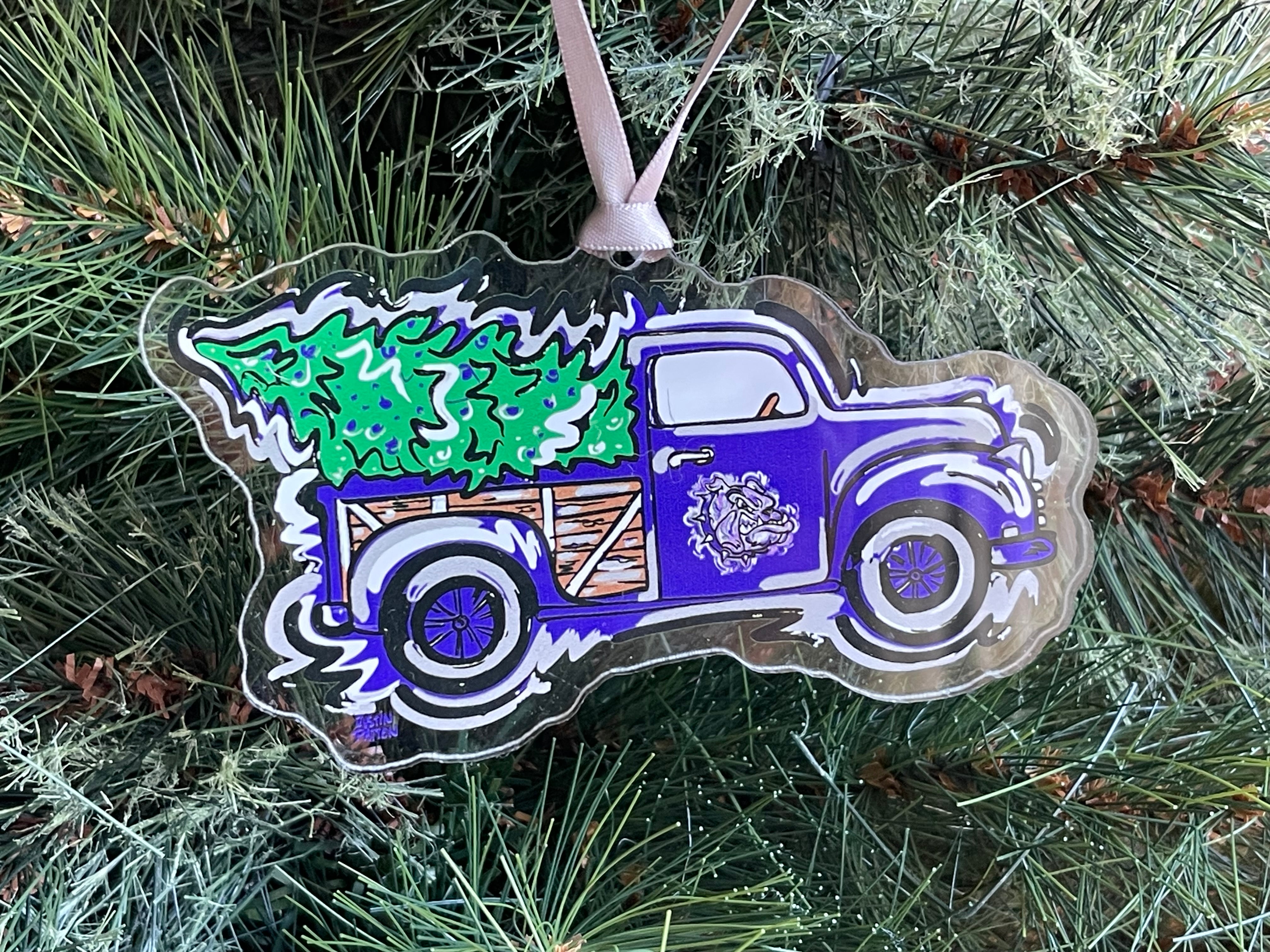 Brownsburg  Indiana Christmas Tree Truck Ornament by Justin Patten