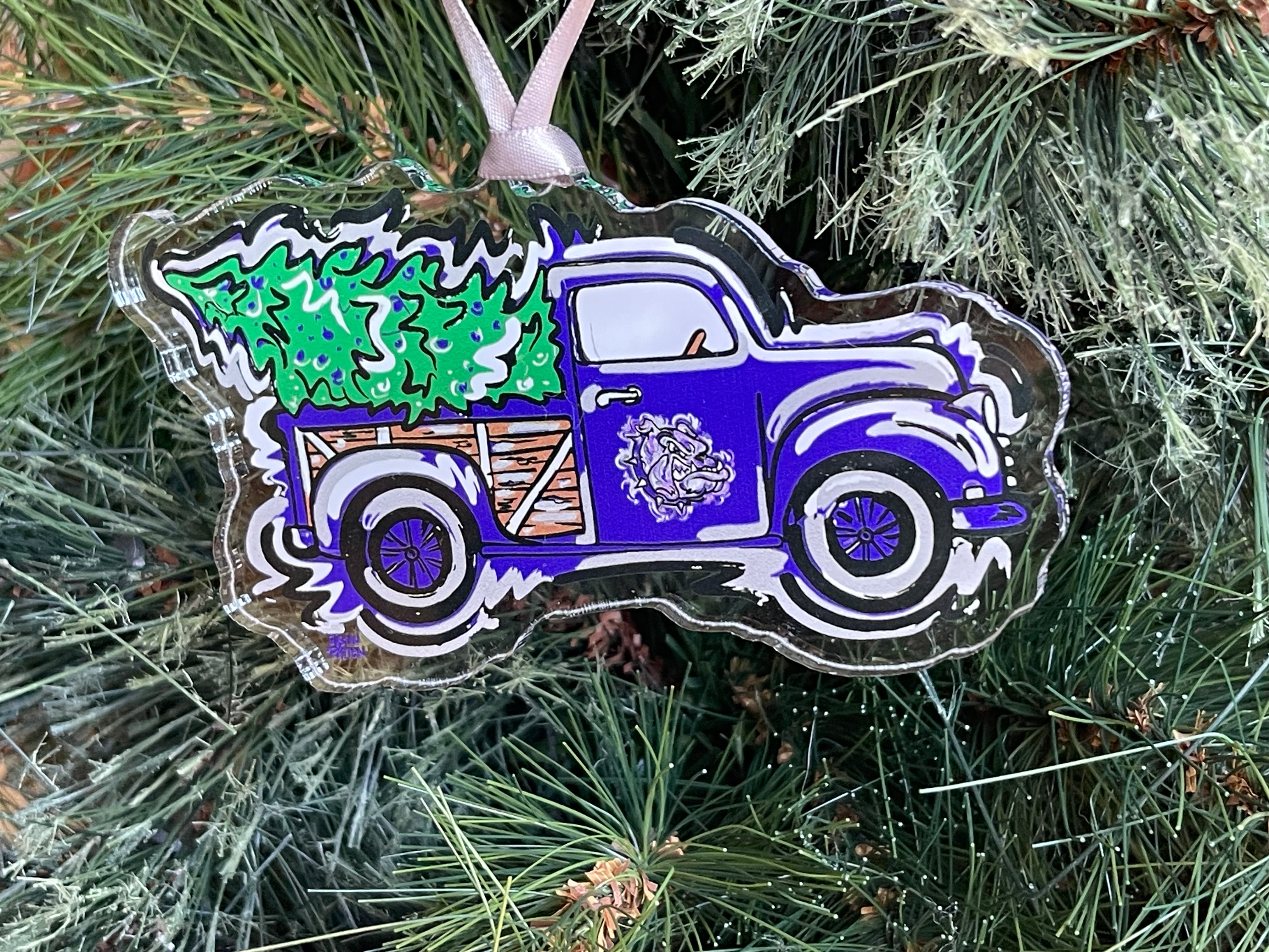 Brownsburg  Indiana Christmas Tree Truck Ornament by Justin Patten