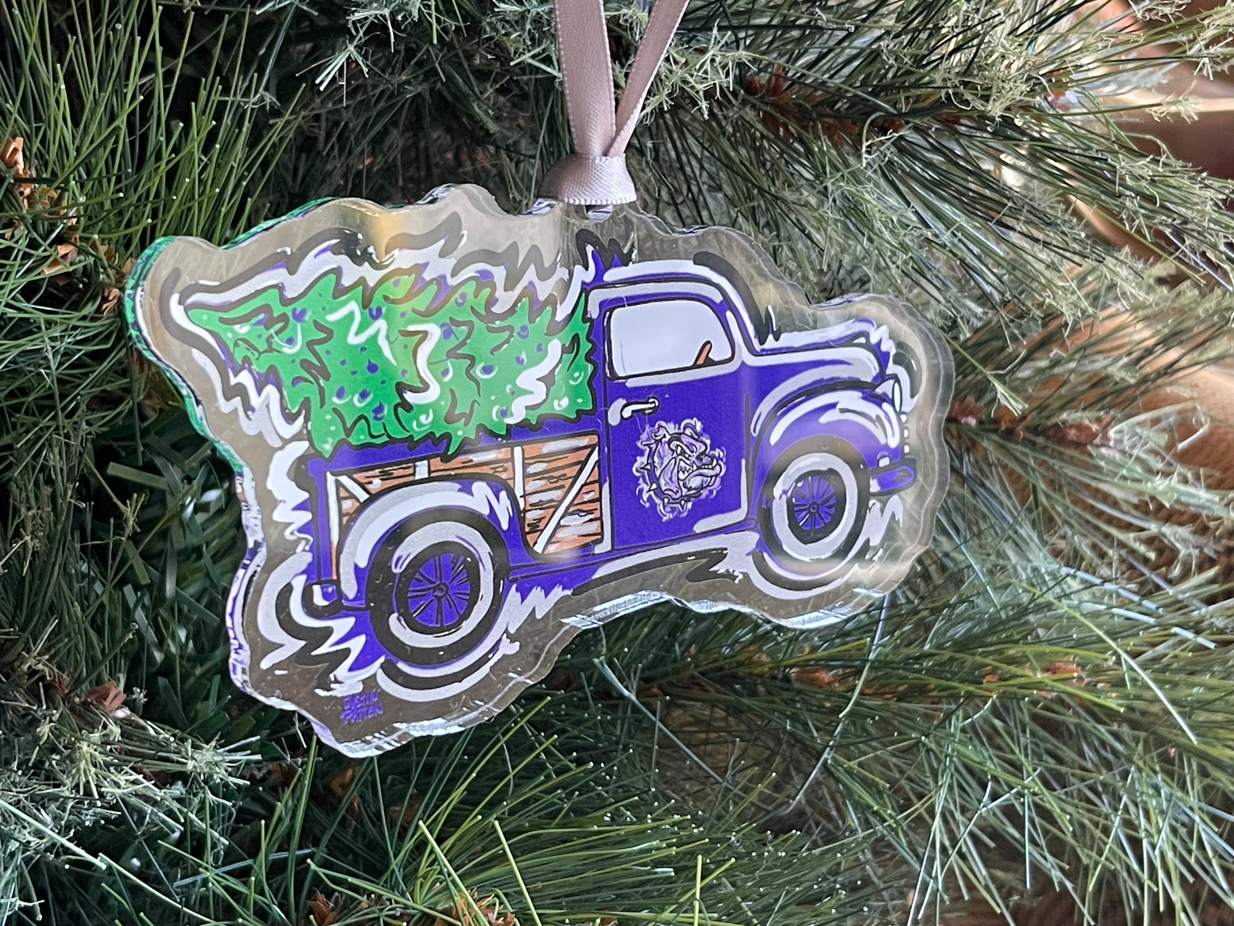 Brownsburg  Indiana Christmas Tree Truck Ornament by Justin Patten